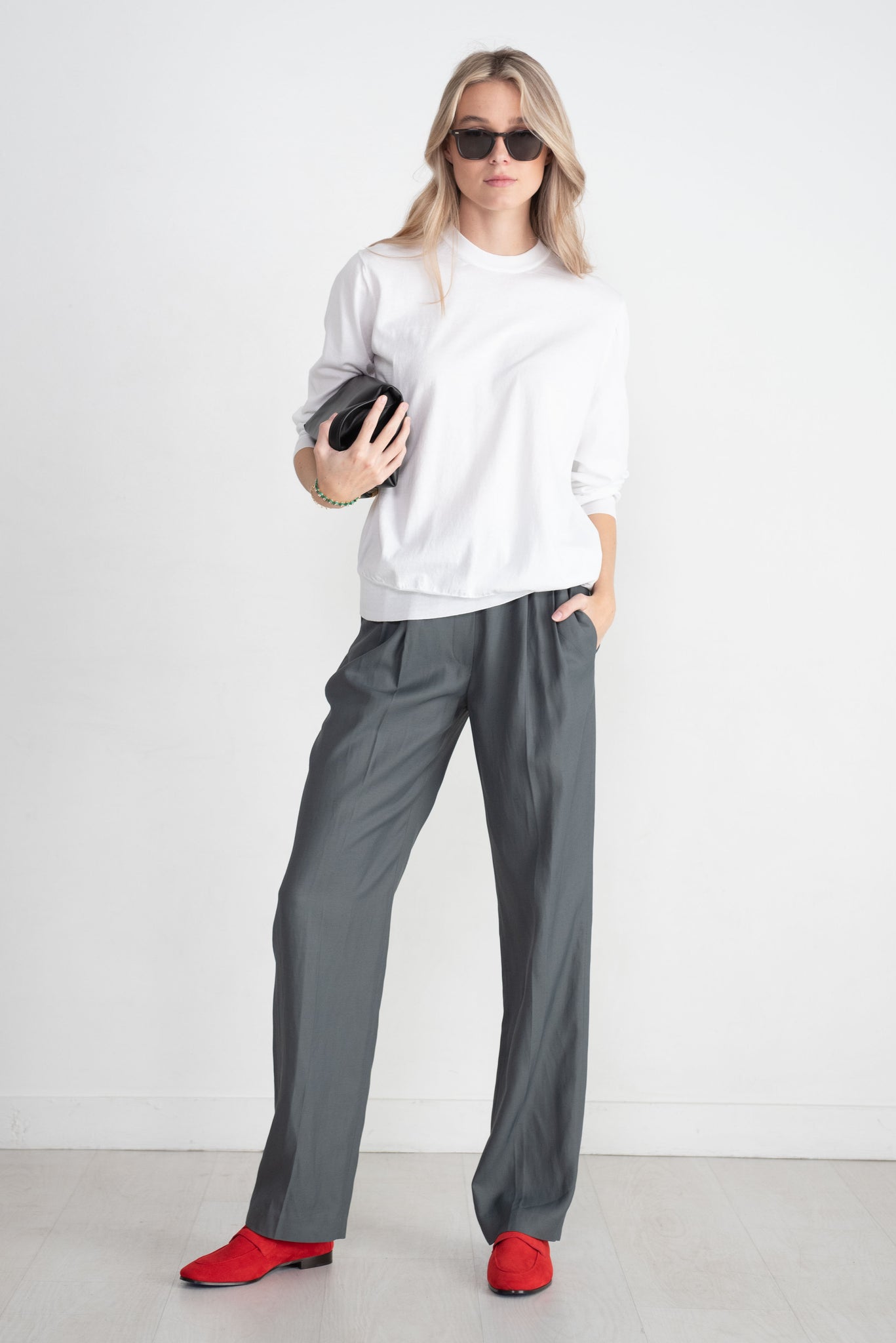 LOULOU STUDIO - Takaroa Elastic Pants, Ford Grey