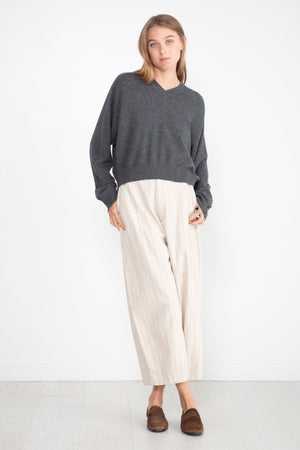 LOULOU STUDIO - V-Neck Sweater, Anthracite Melange