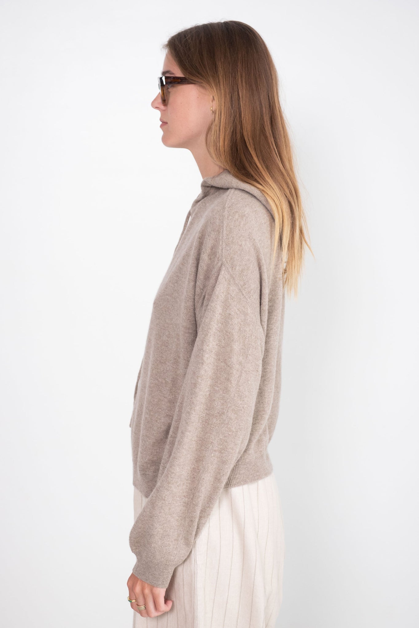 LOULOU STUDIO - Linosa Cashmere Hoodie, Beige Melange
