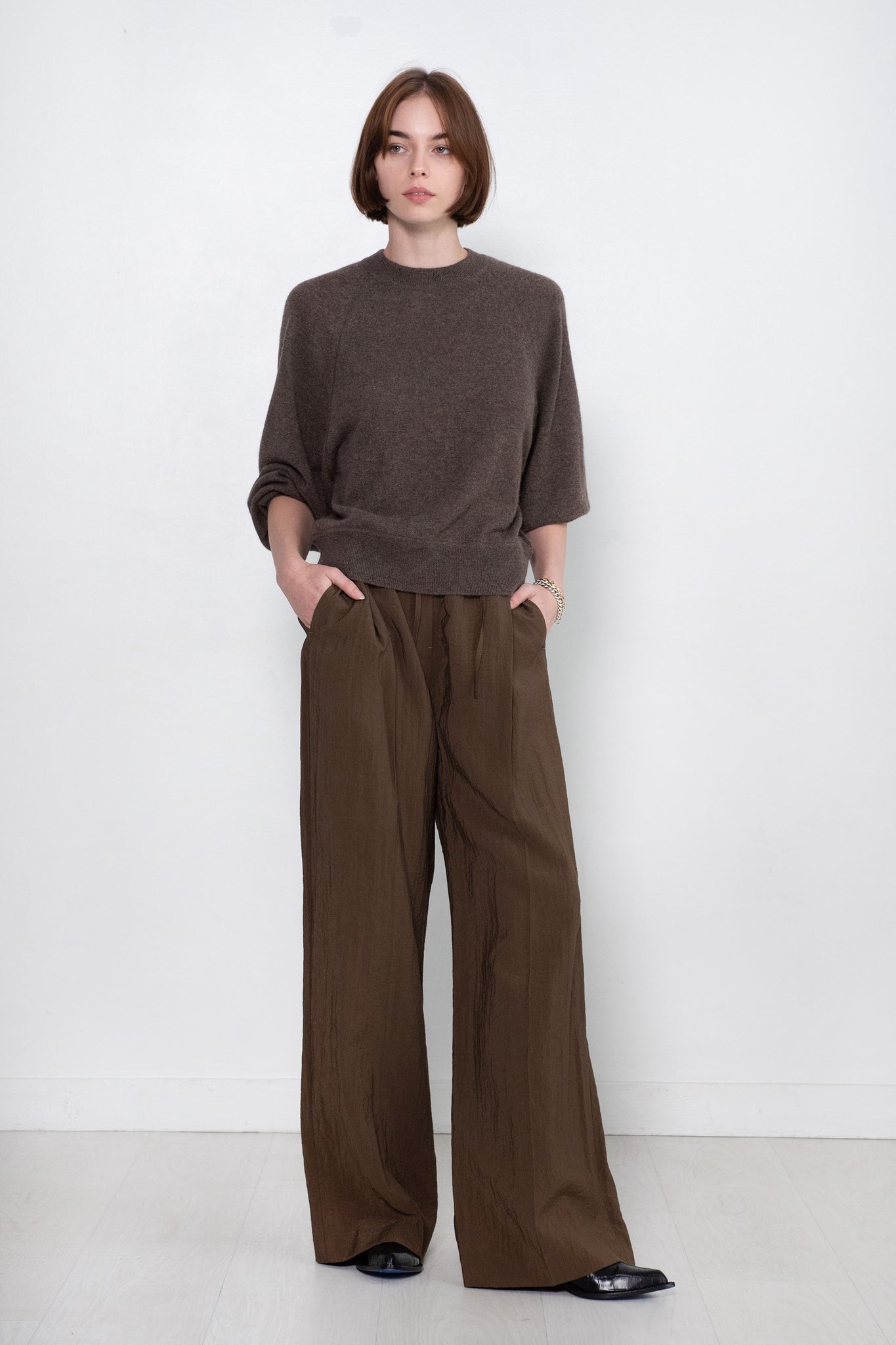 LOULOU STUDIO - Pemba Cashmere Sweater, Grizzly Melange