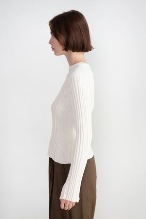LOULOU STUDIO - Evie Ribbed Top, Rice Ivory