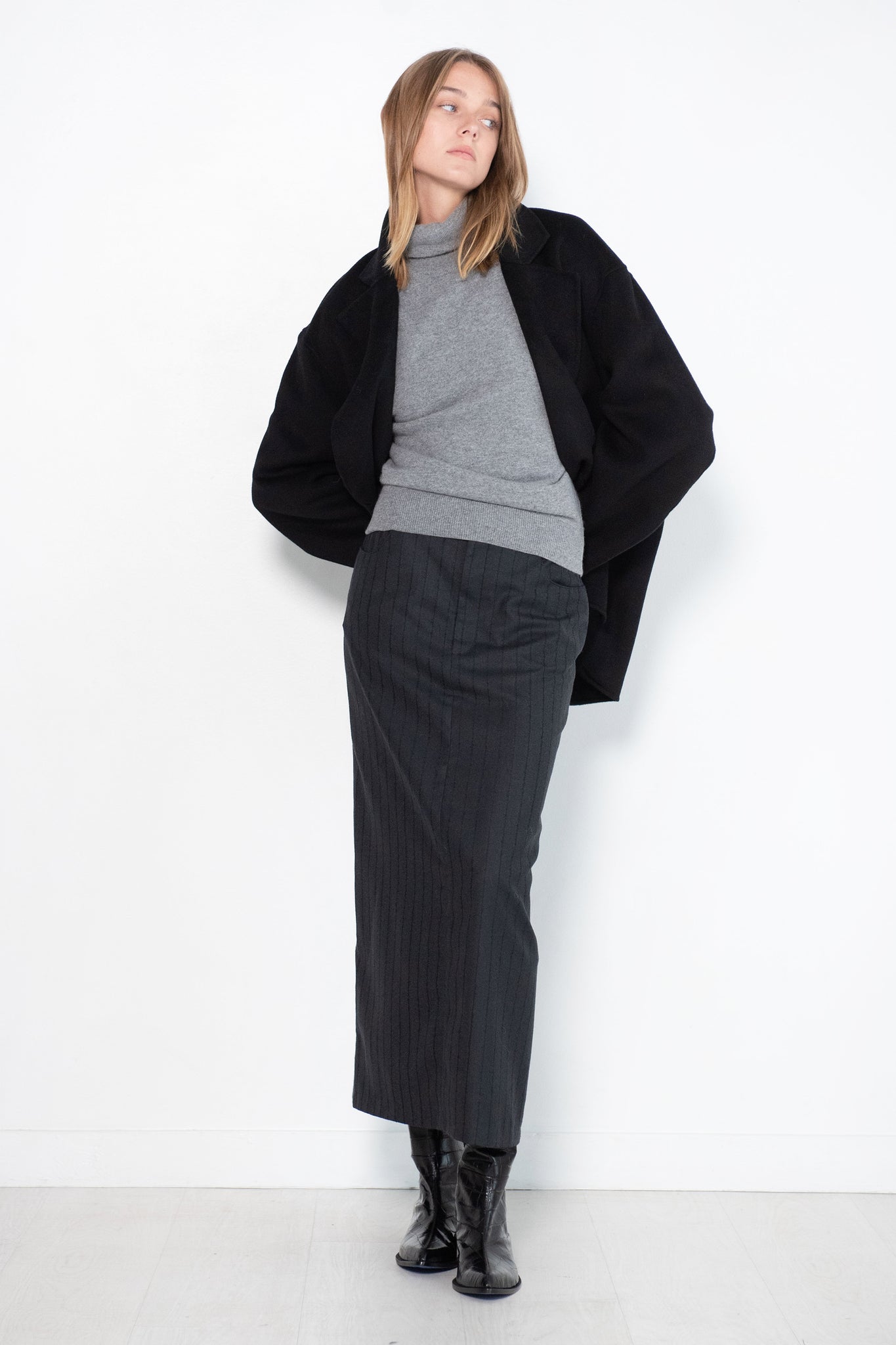 LOULOU STUDIO - Vato Long Skirt, Black Stripe