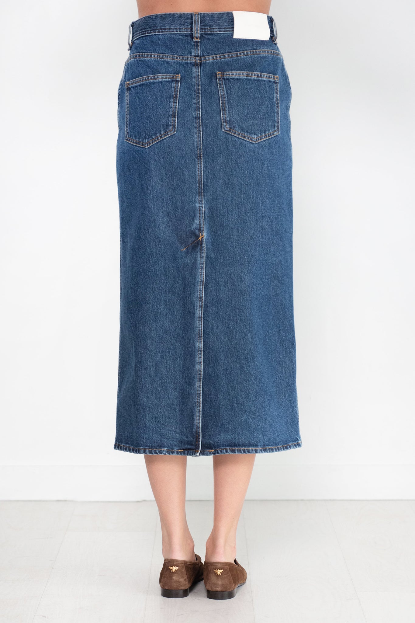 LOULOU STUDIO - Rona Denim Long Skirt, Washed Blue