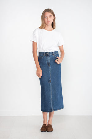 LOULOU STUDIO - Rona Denim Long Skirt, Washed Blue