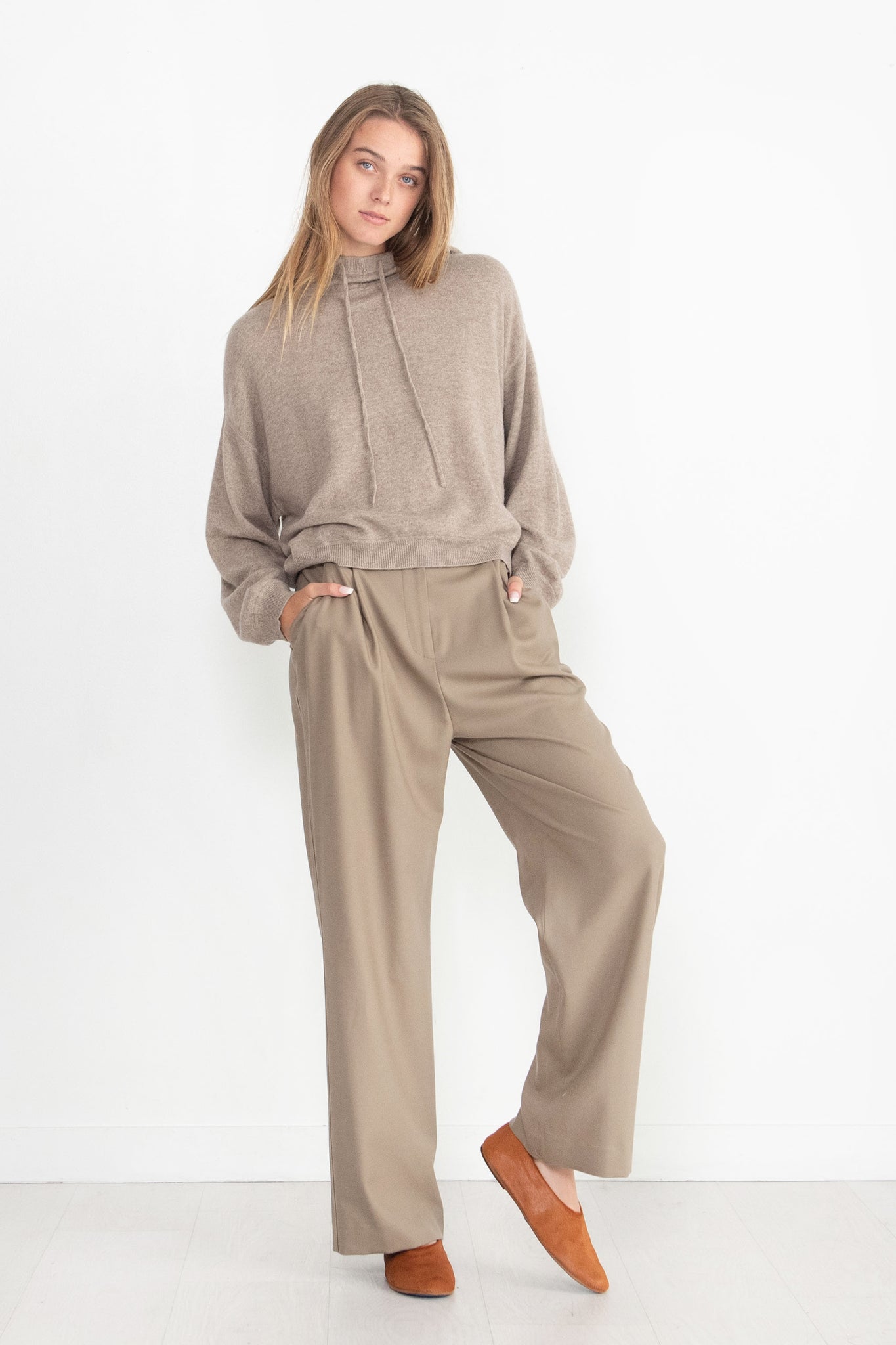 LOULOU STUDIO - Solo Wide Leg Pant, Brown