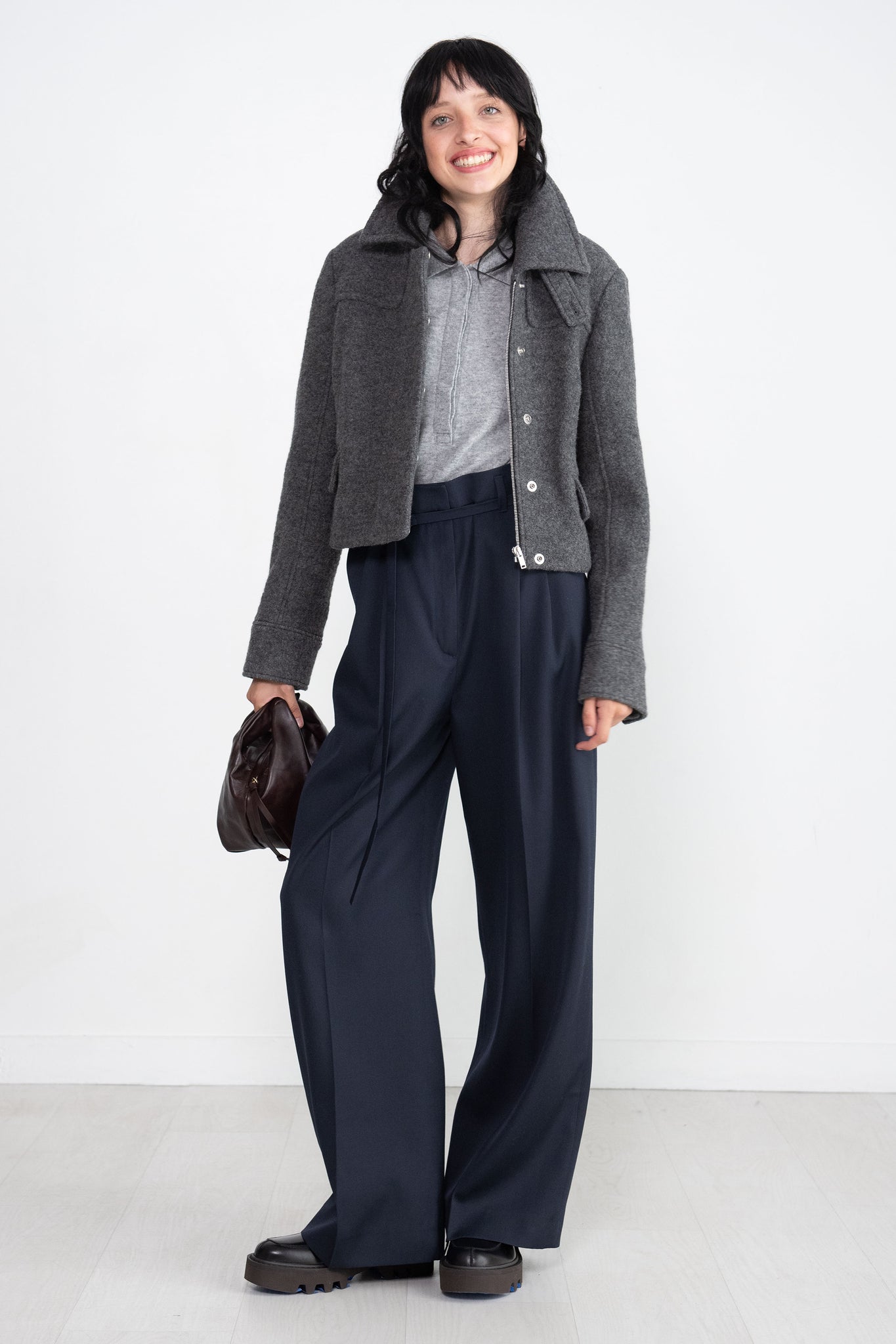 MIJEONG PARK - Cashmere Blend Polo Sweater, Gray