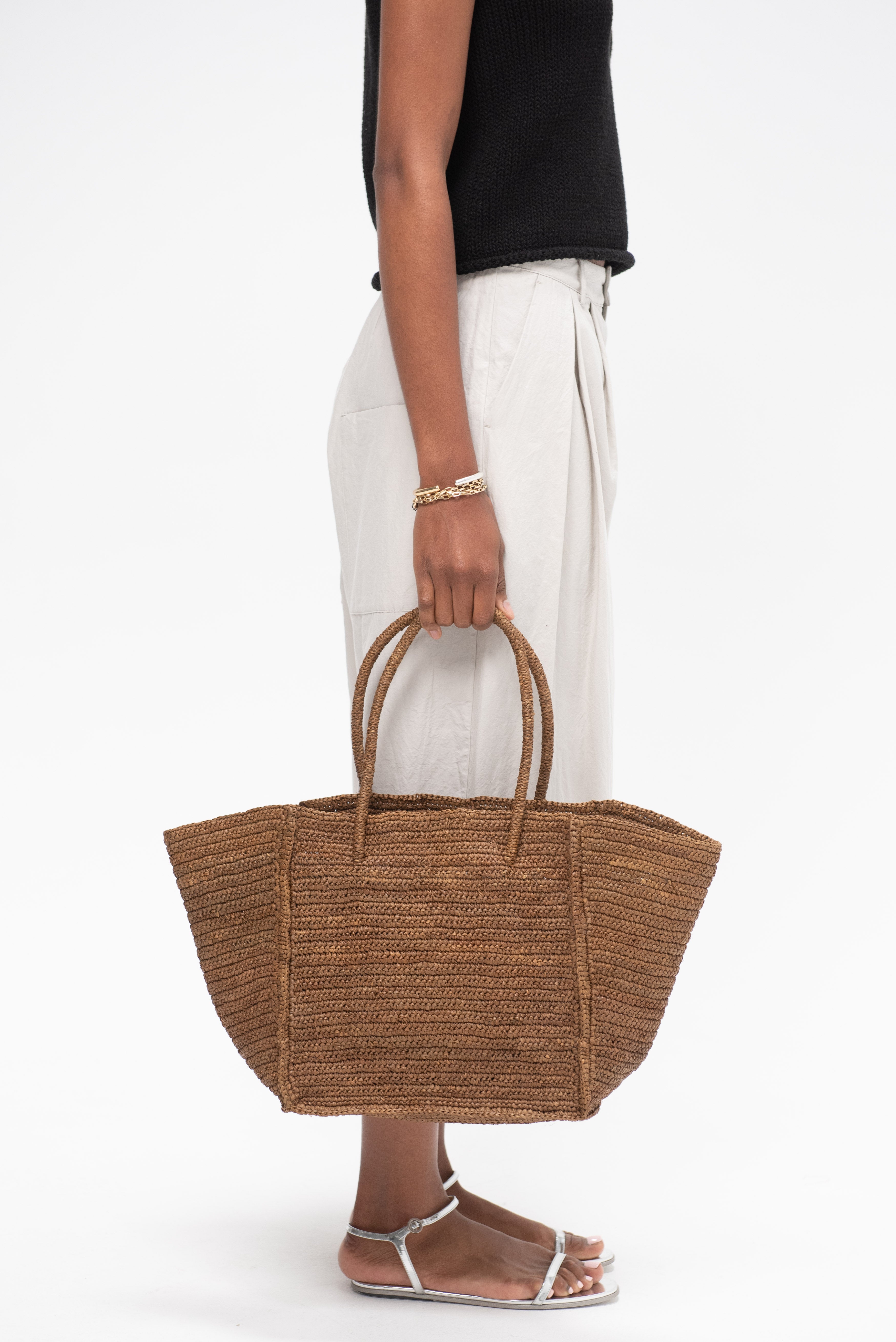 MAISON N.H PARIS/AVRIL Bag/100%ラフィア/ブラウン