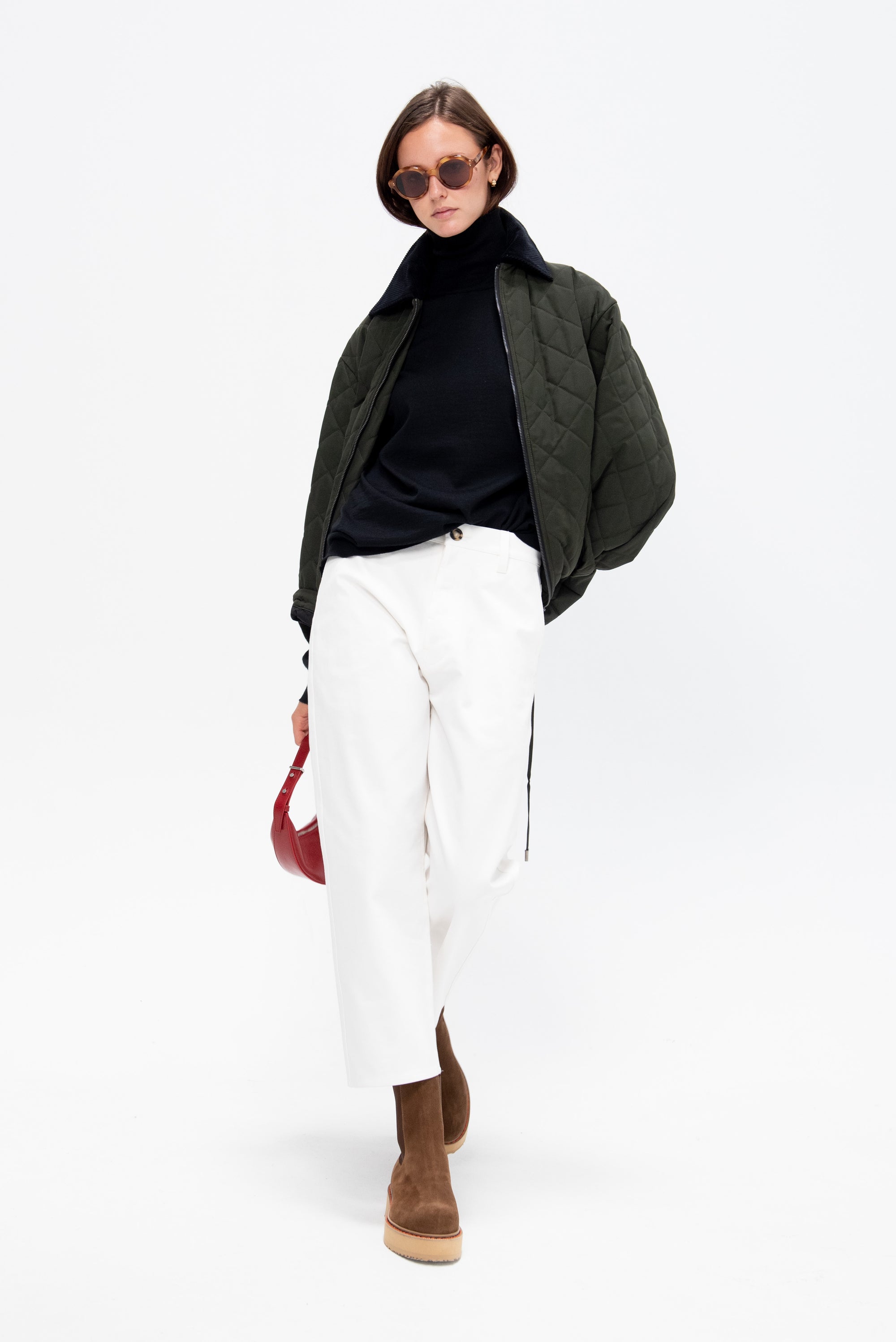 Padded Bomber Jacket, Black &amp; Military Green