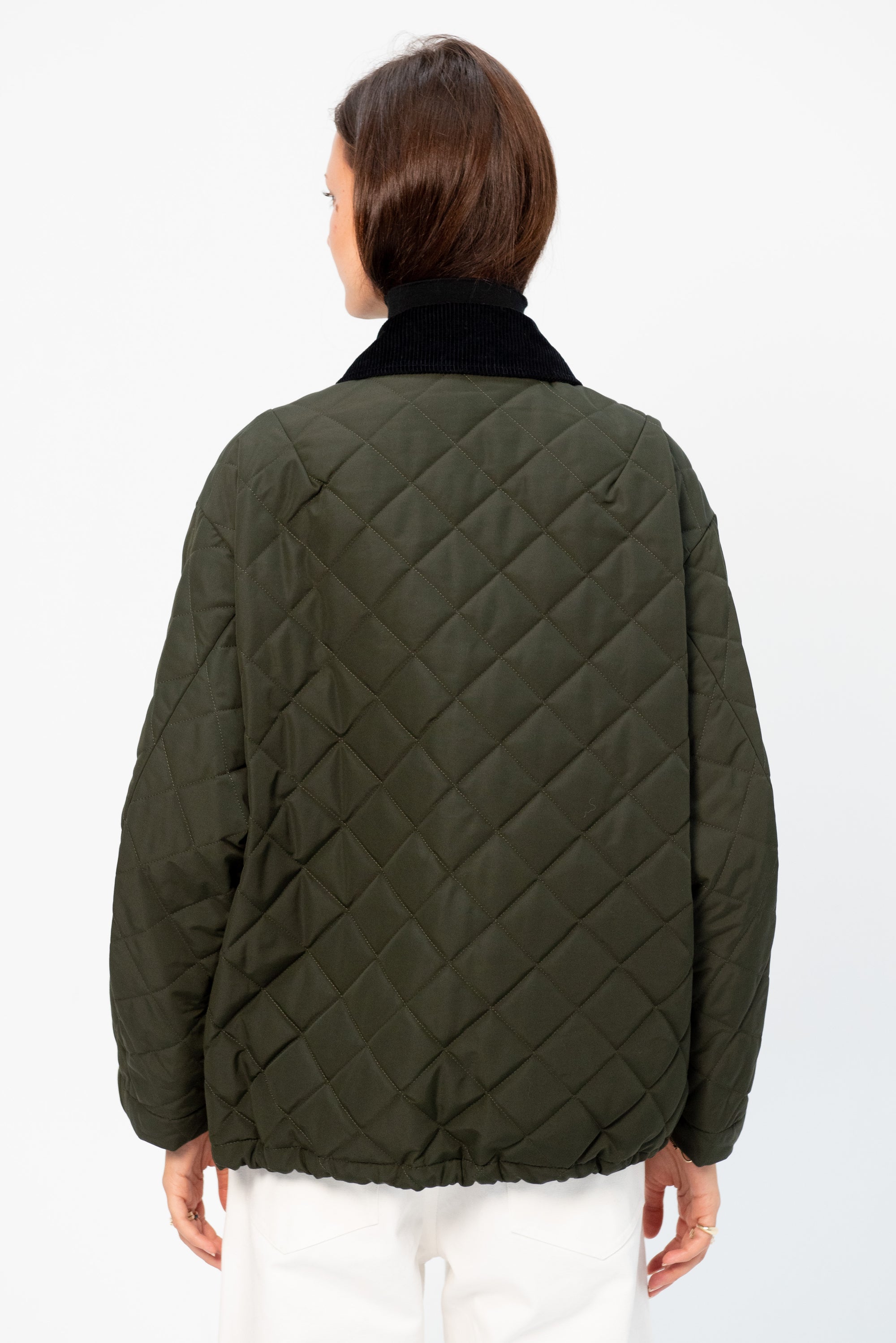 Padded Bomber Jacket, Black &amp; Military Green