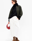 Padded Bomber Jacket, Black & Military Green