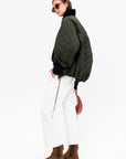 Padded Bomber Jacket, Black & Military Green