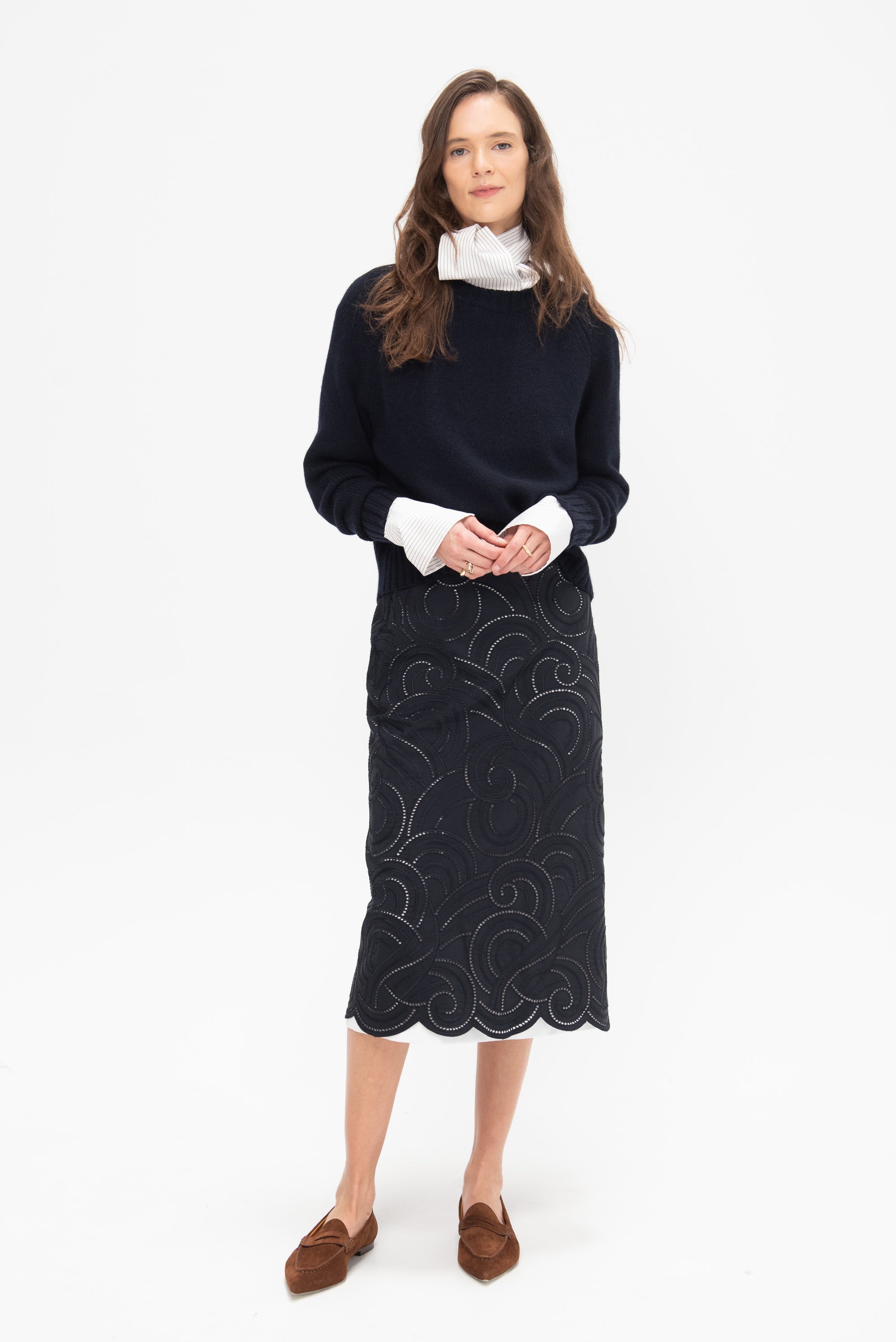 Eyelet Skirt, Night Blue
