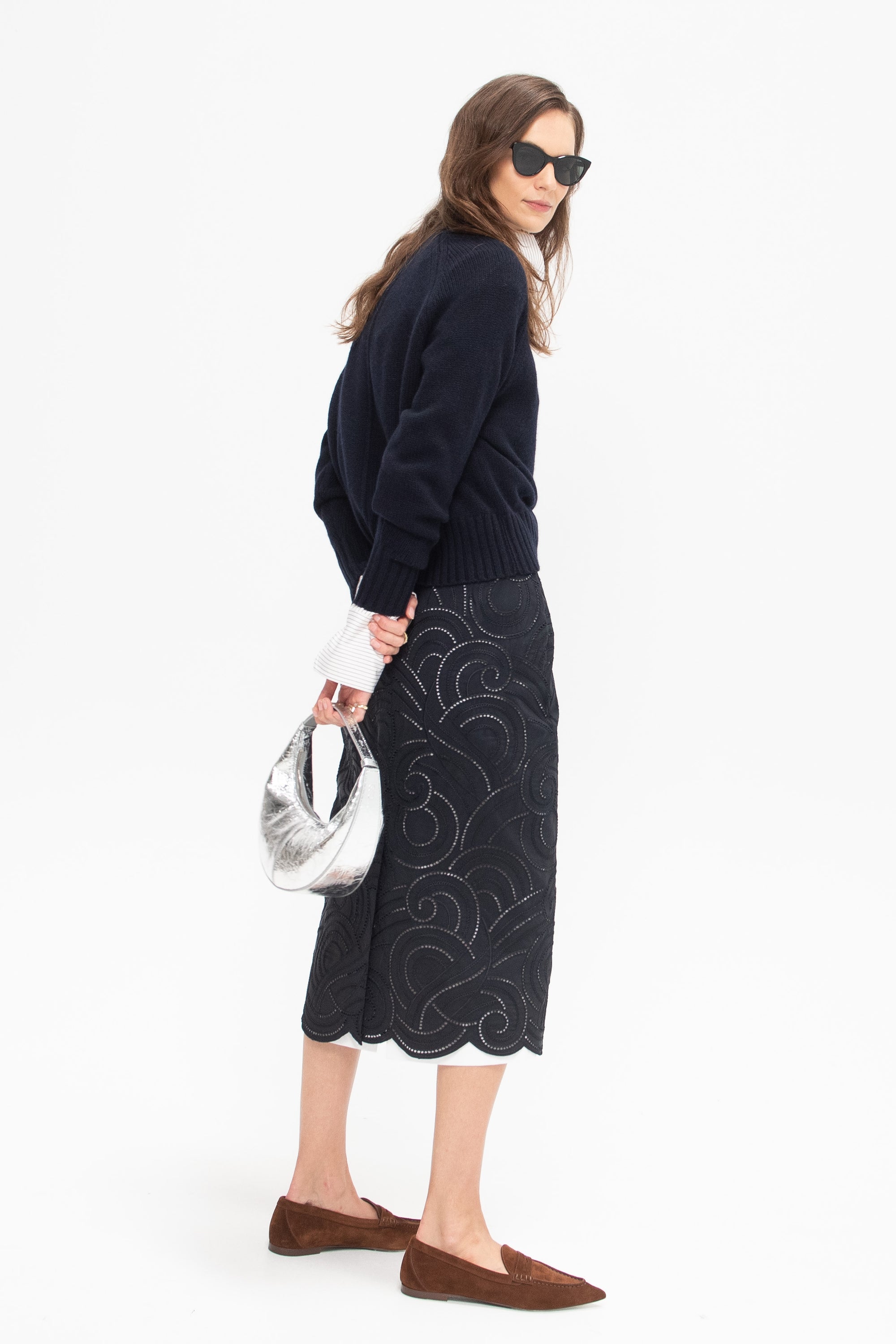 Eyelet Skirt, Night Blue