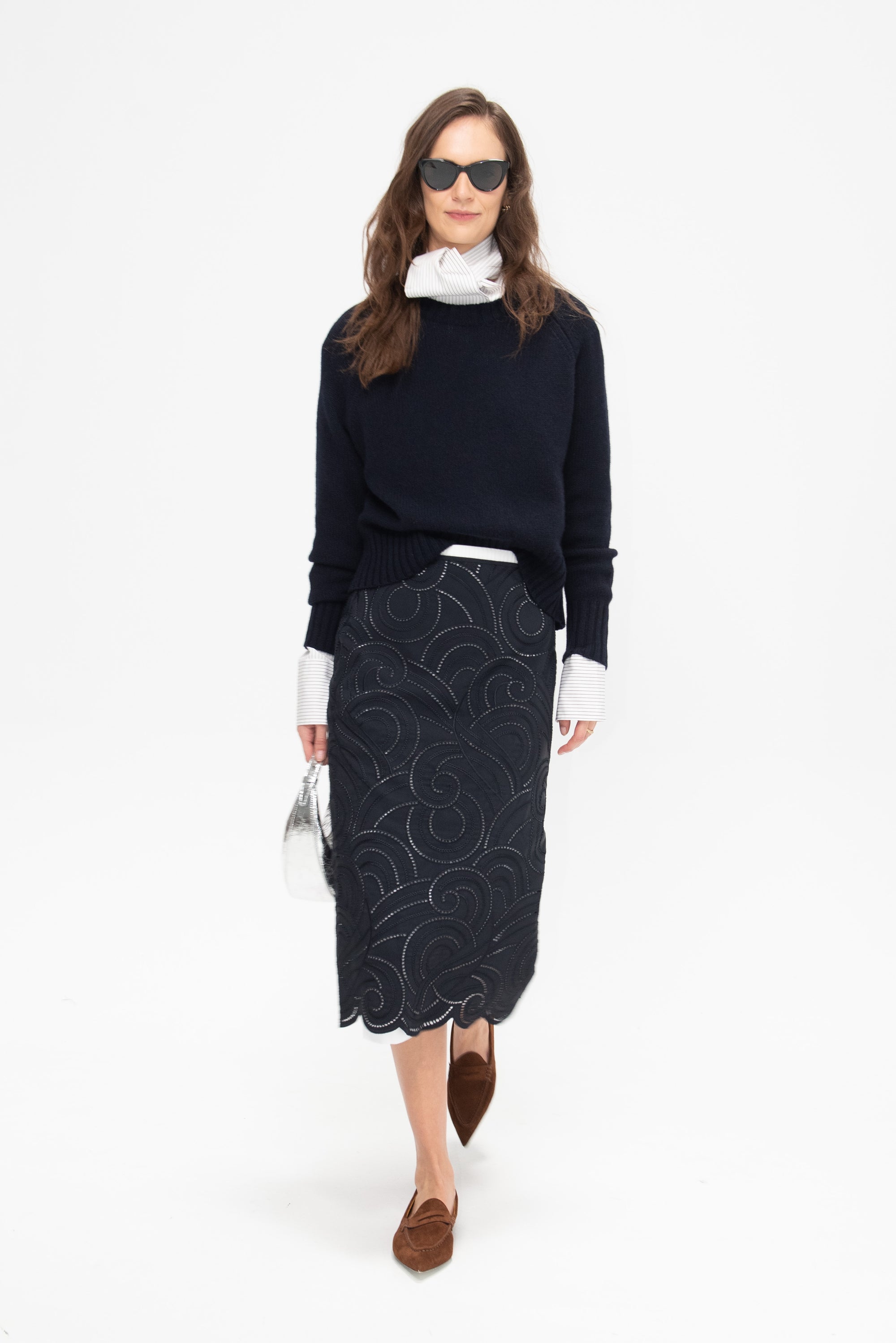 Eyelet Skirt, Night Blue