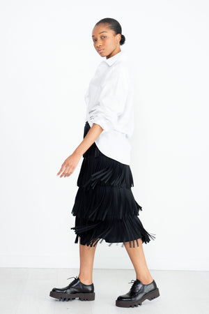 MANTU - Fringe Skirt, Black
