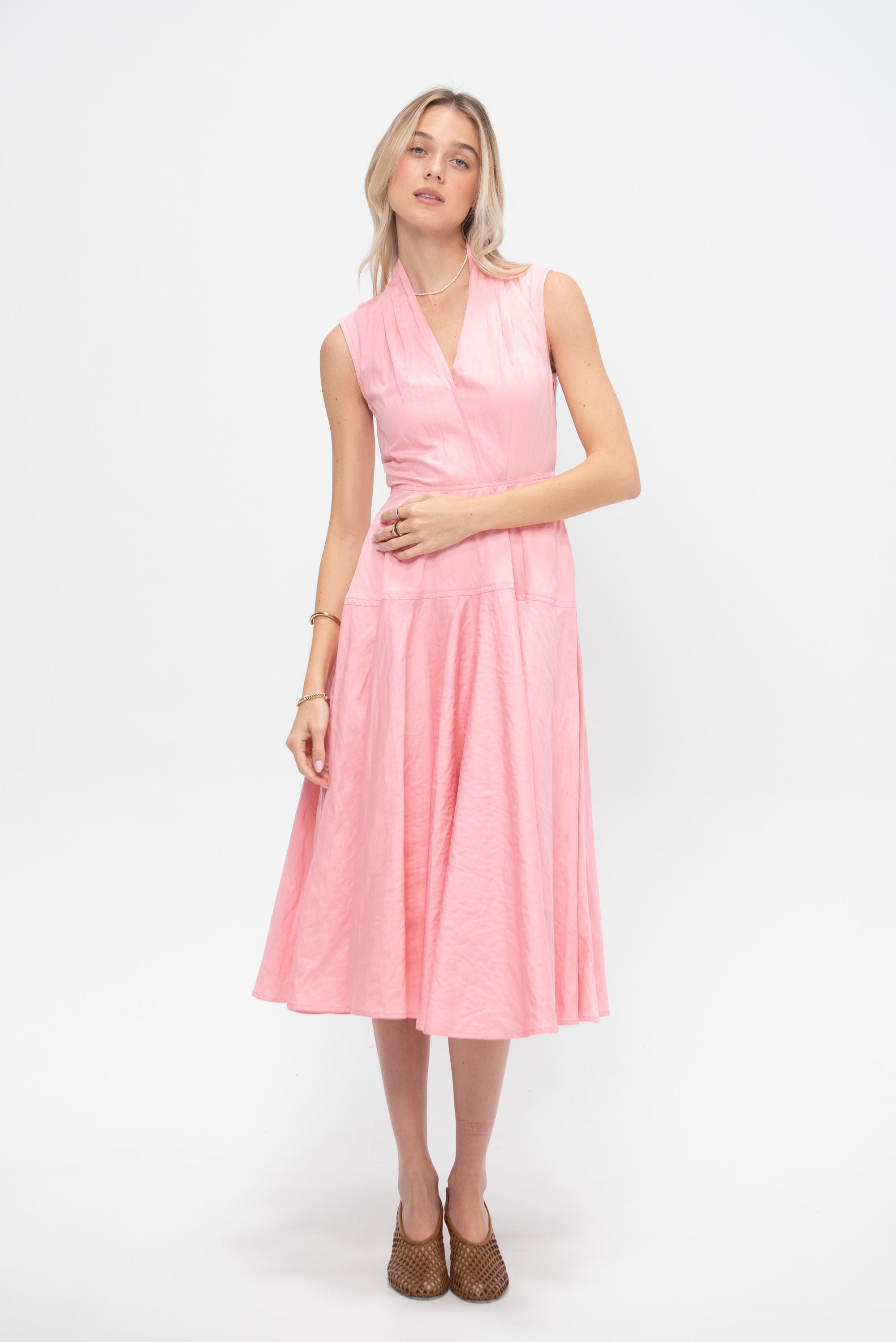 V-Neck Sleeveless Dress, Pink