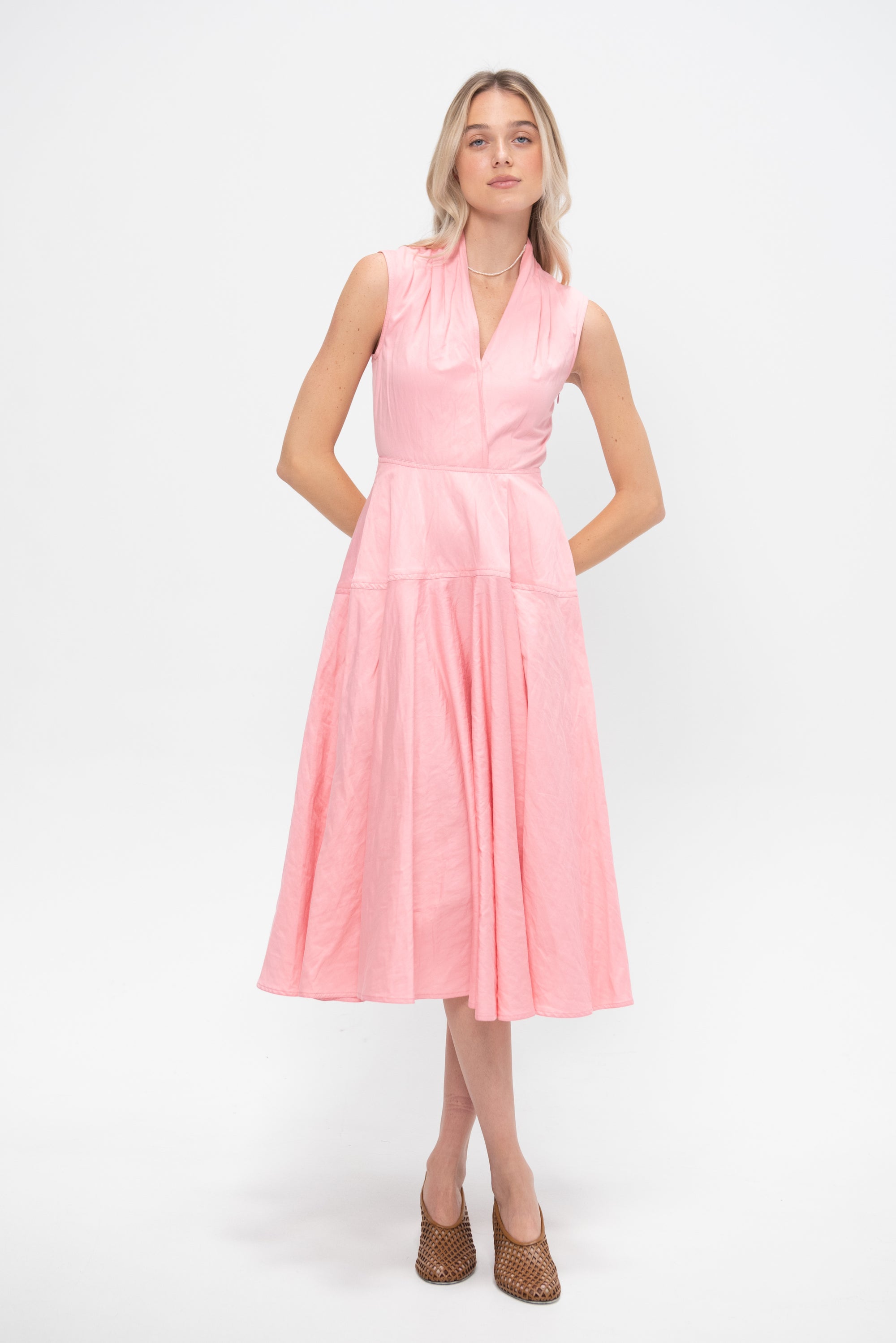 V-Neck Sleeveless Dress, Pink