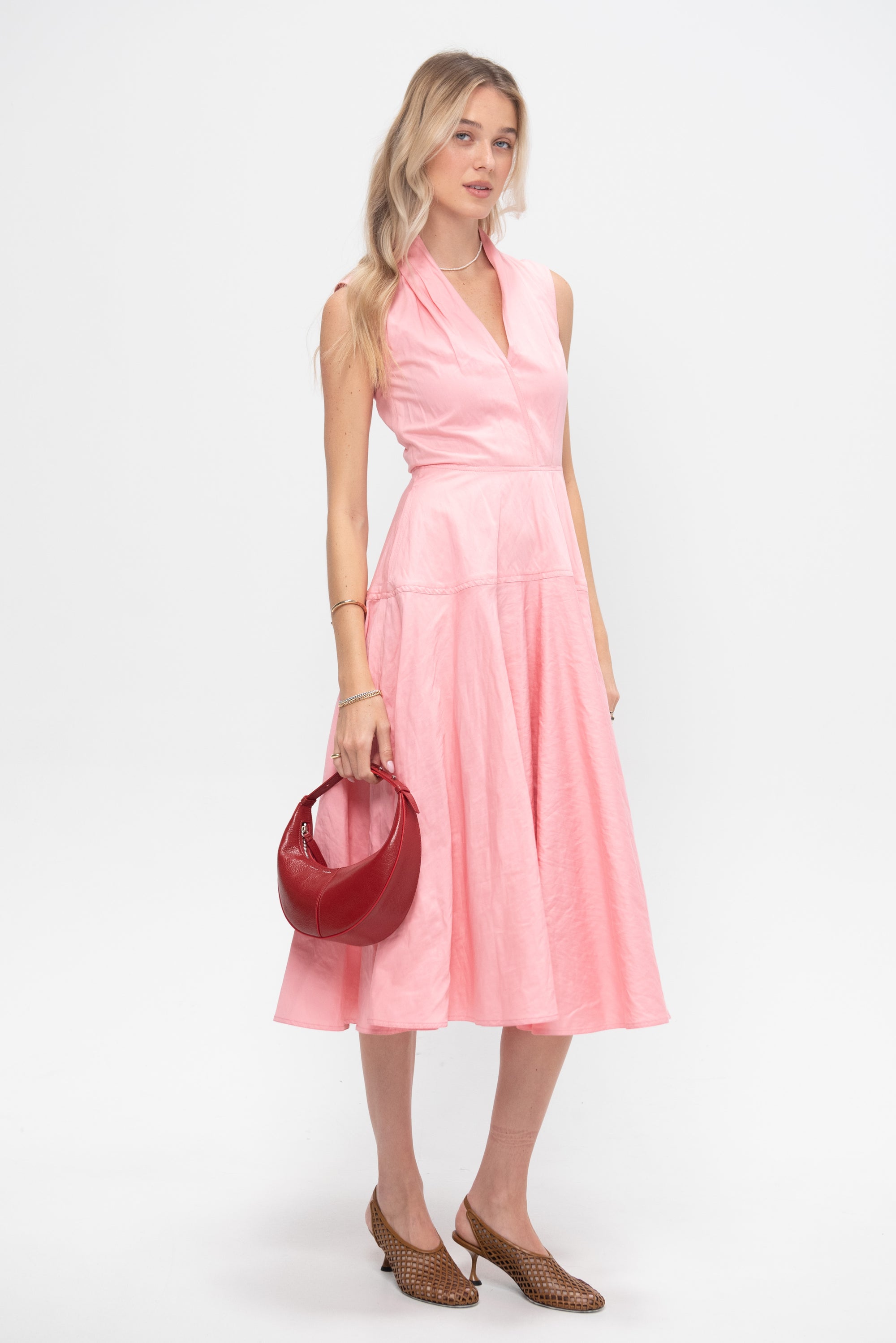 V-Neck Sleeveless Dress, Pink