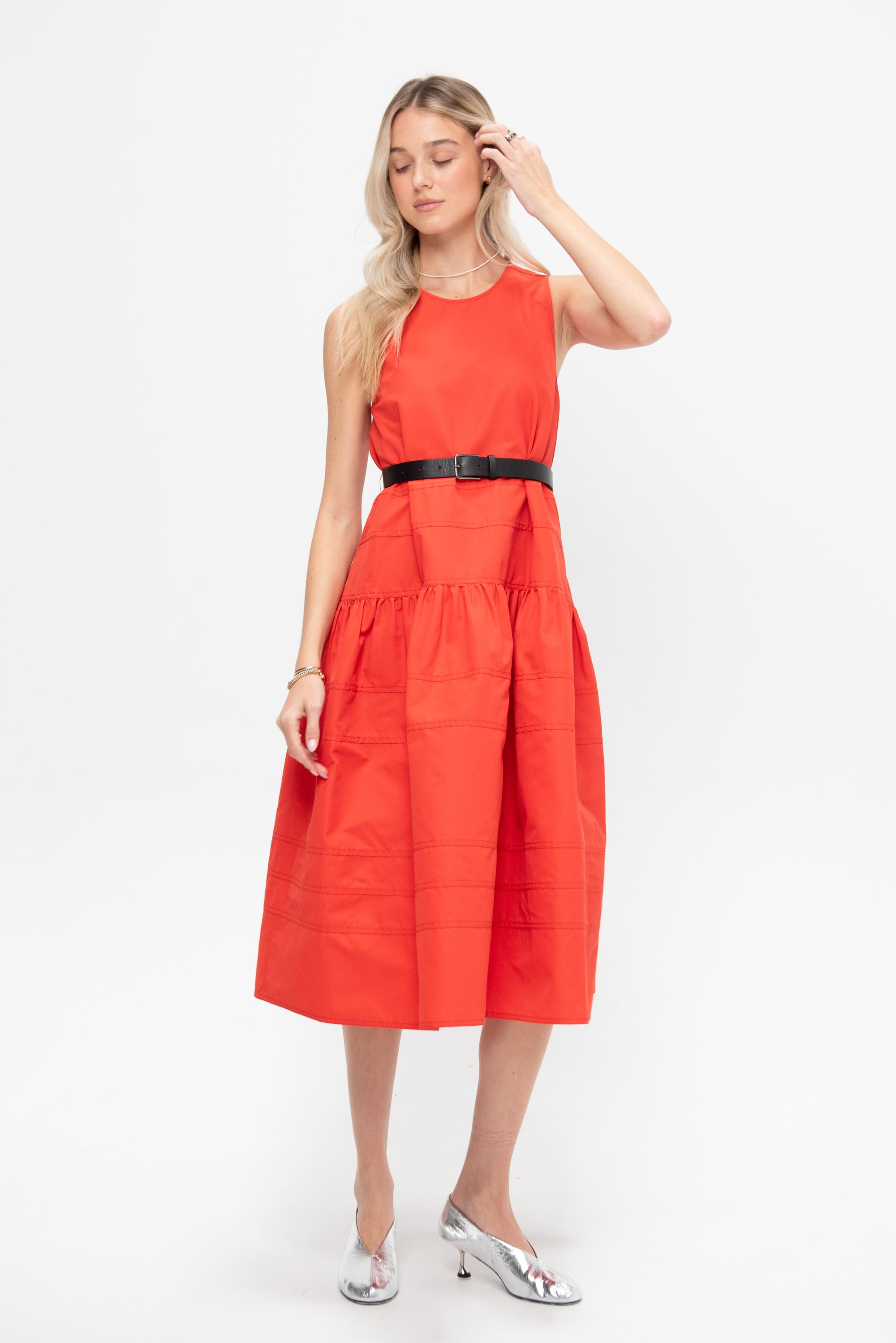Sleeveless Long Dress, Red