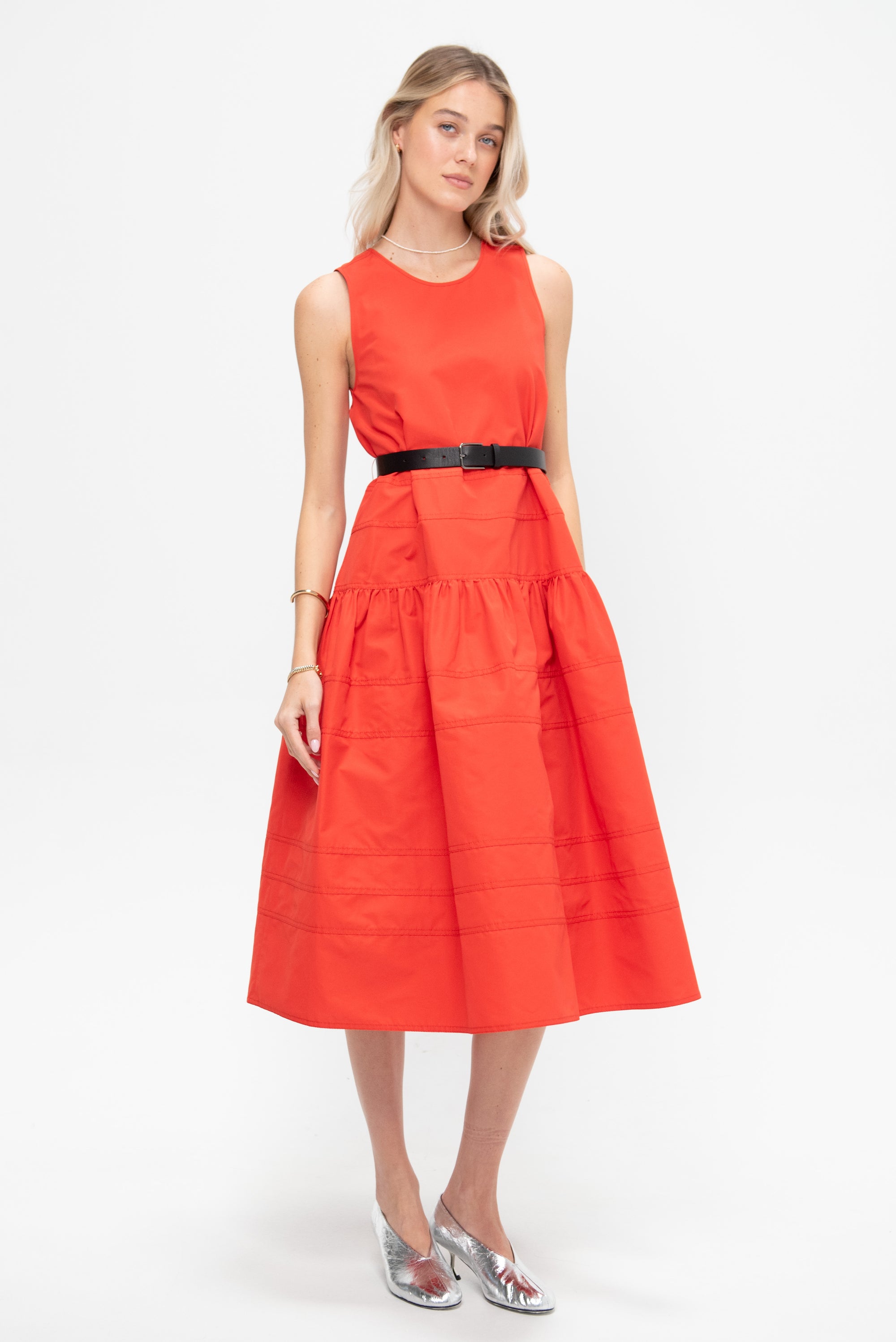 Sleeveless Long Dress, Red