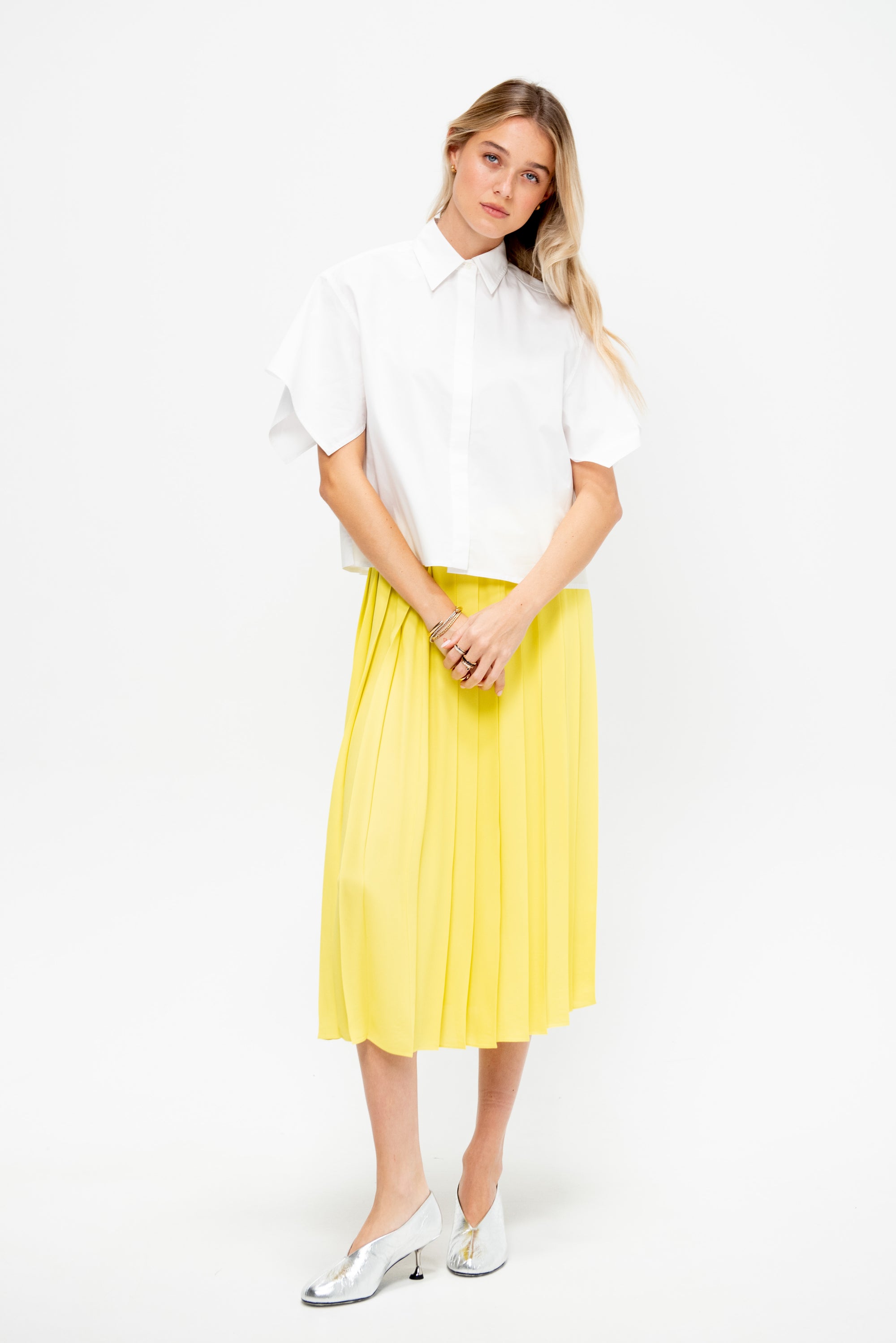 Foulard Sleeves Blouse, White