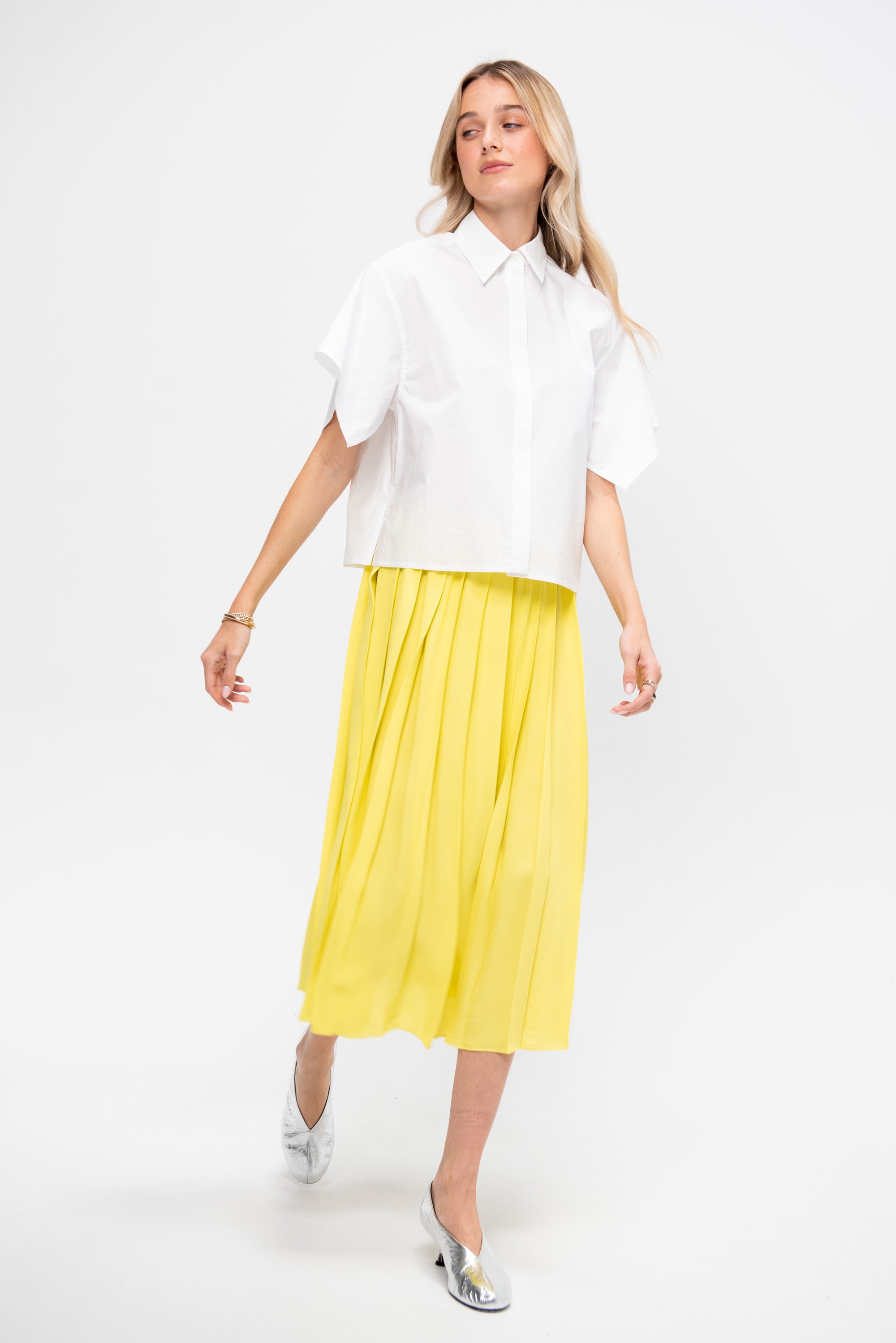 Foulard Sleeves Blouse, White