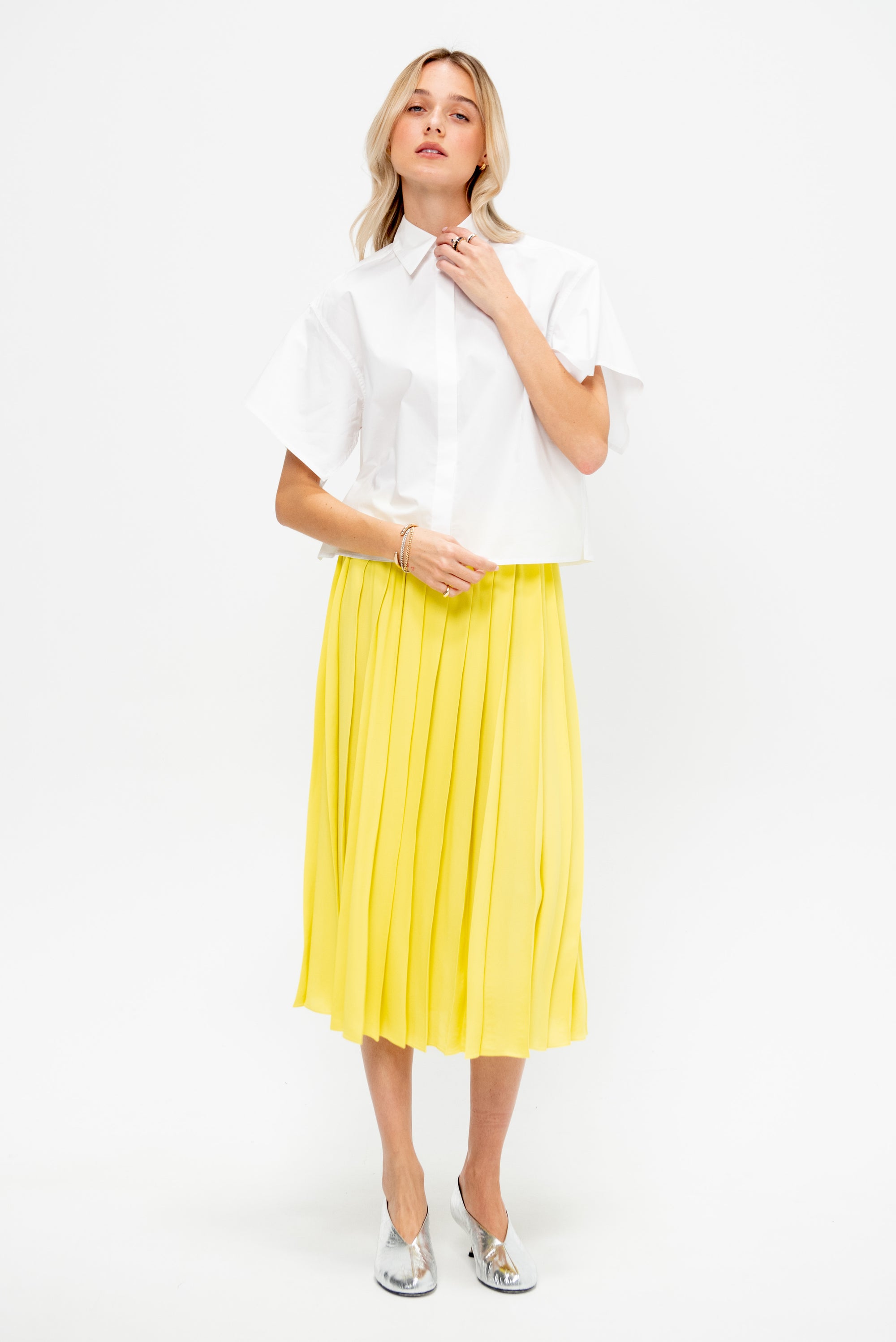 Foulard Sleeves Blouse, White