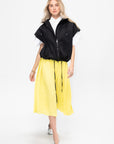 Elastic Waist - Pleated Skirt, Acid Yellow