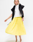 Elastic Waist - Pleated Skirt, Acid Yellow