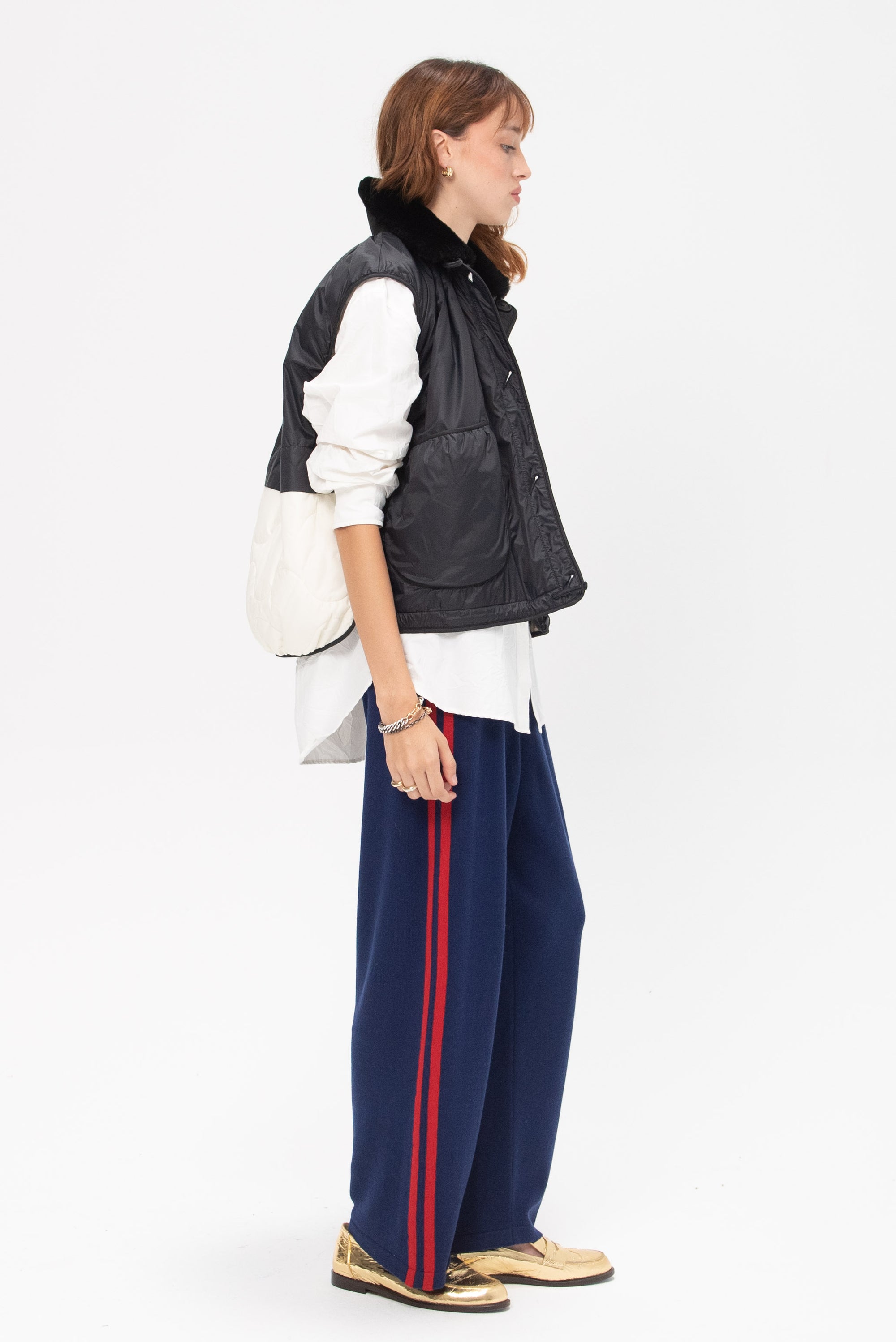 MARFA STANCE - Parachute Vest, Black and White and Stone