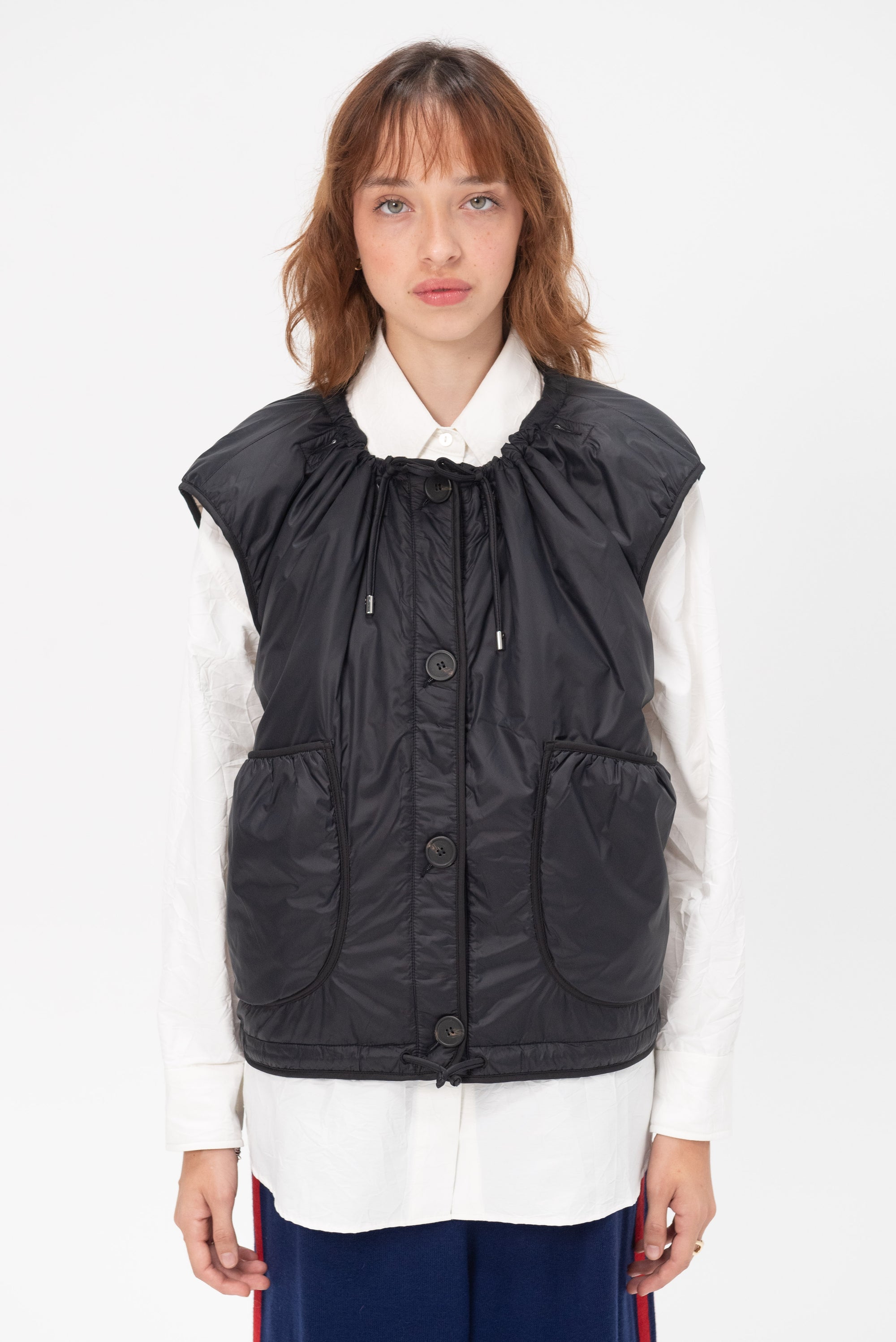 MARFA STANCE - Parachute Vest, Black and White and Stone