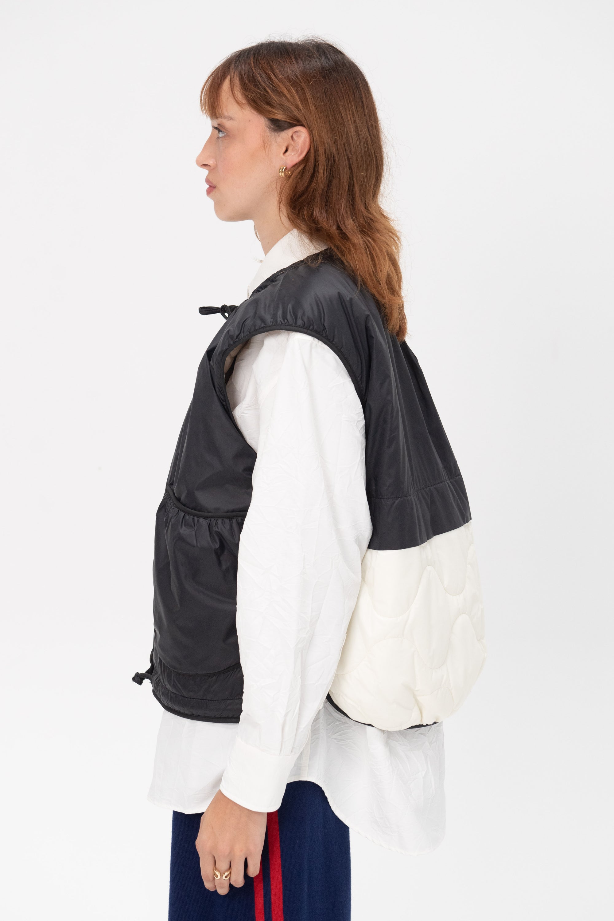 MARFA STANCE - Parachute Vest, Black and White and Stone