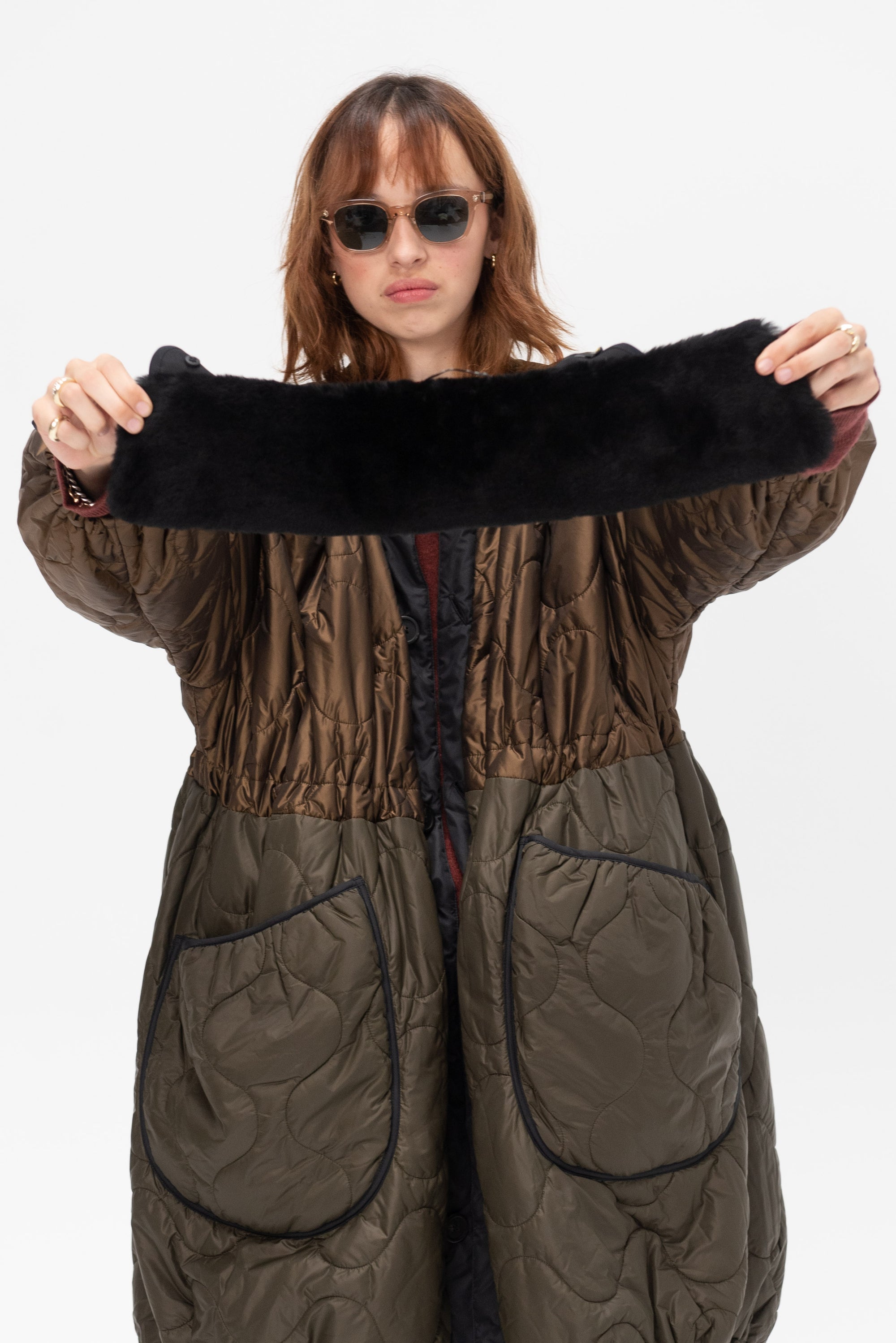 MARFA STANCE - Shearling Collar, Black