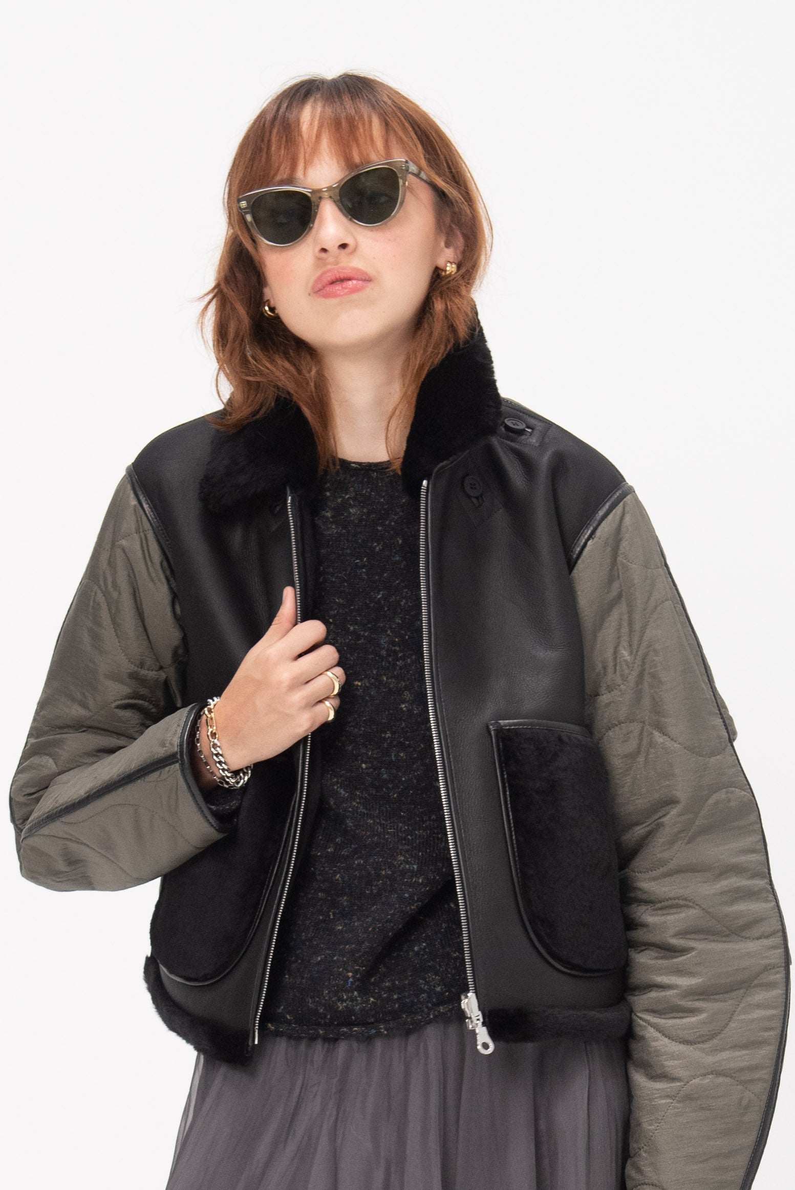 MARFA STANCE - Shearling Collar, Black