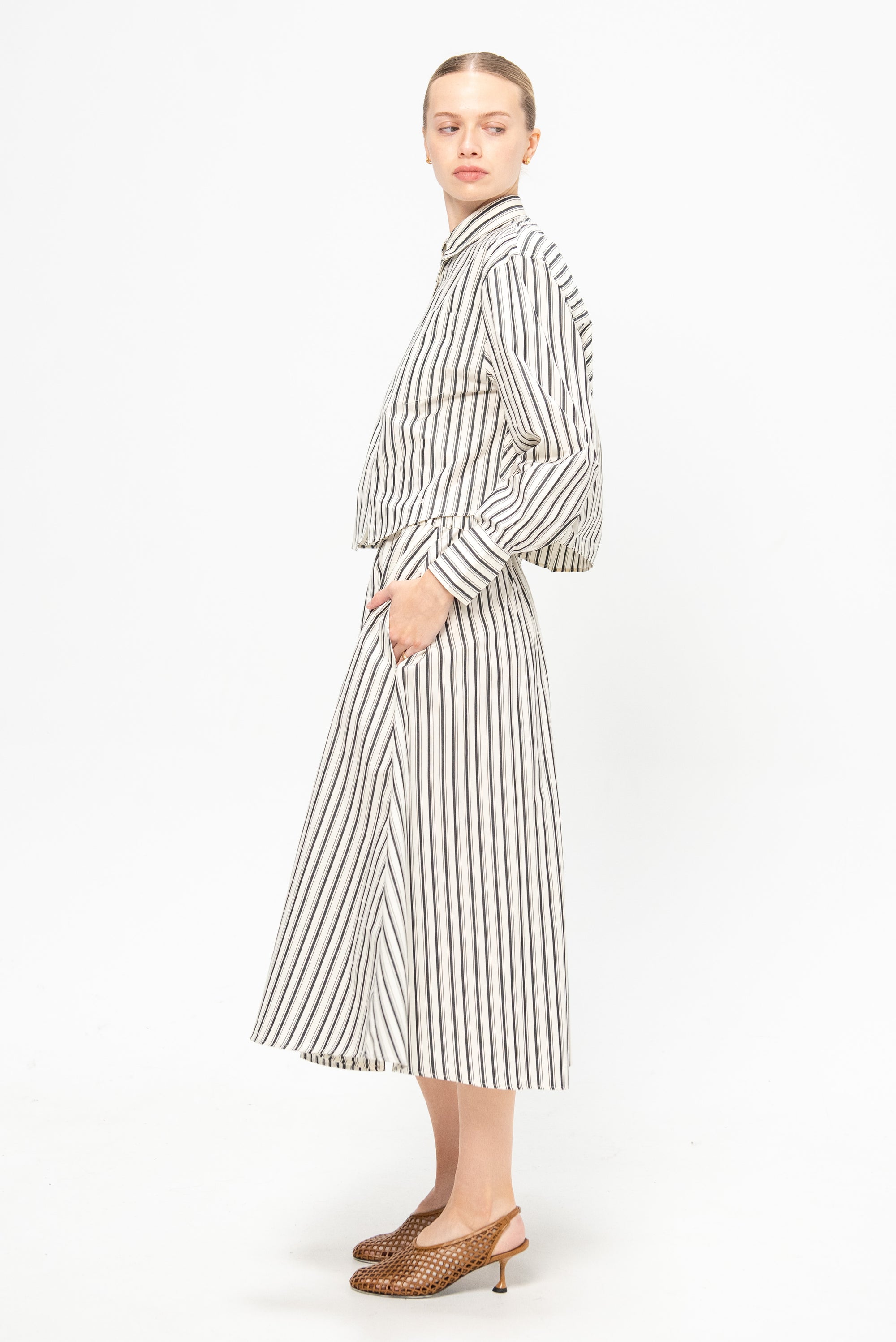 Circle Skirt, Ivory Stripe