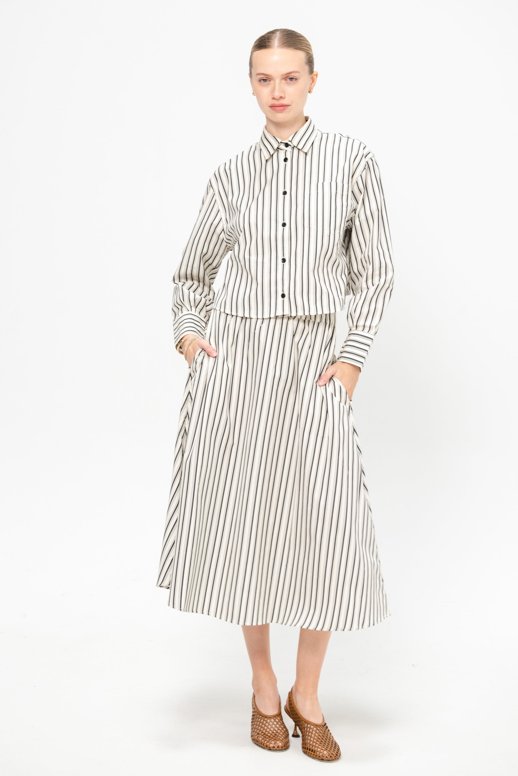 Circle Skirt, Ivory Stripe