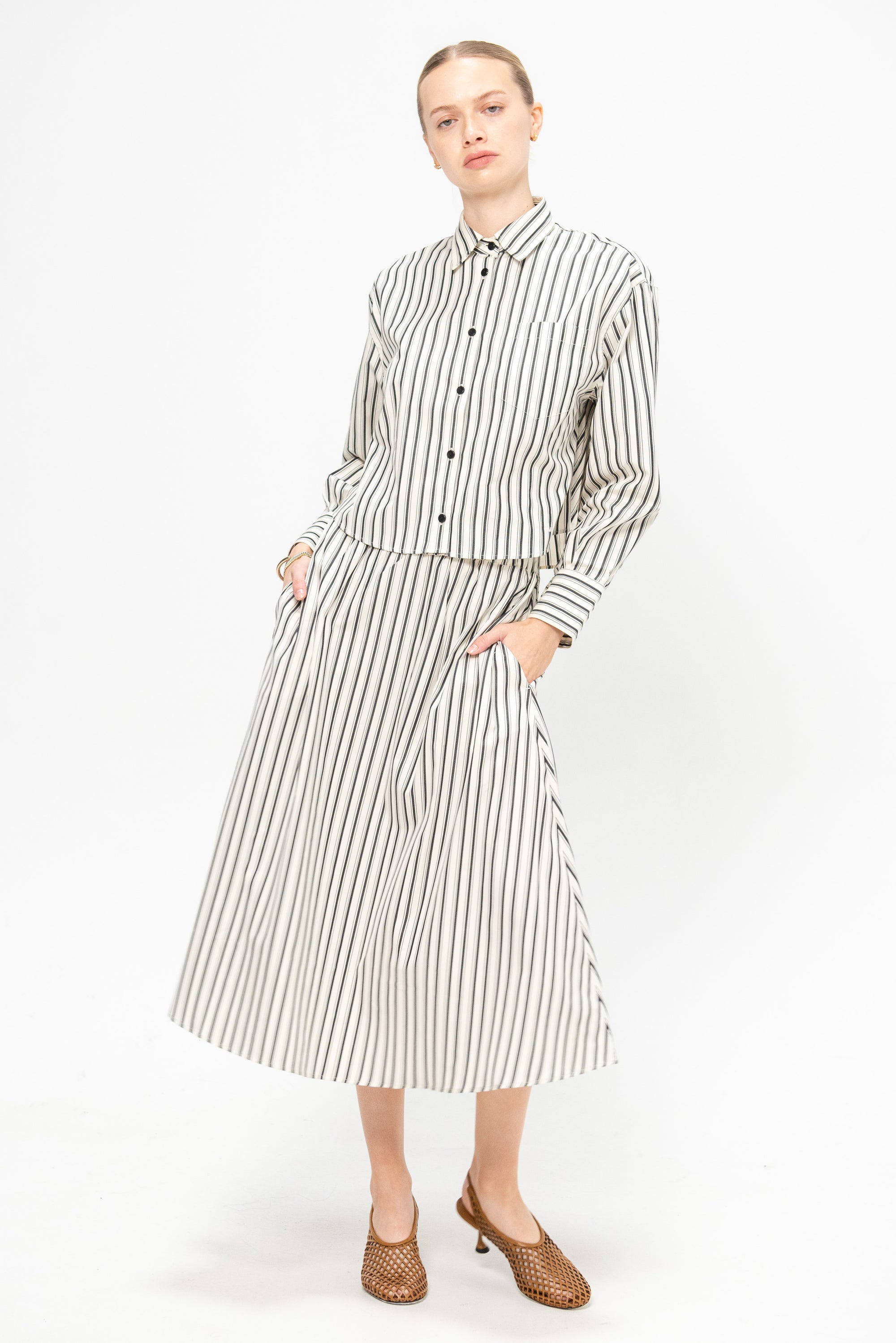 Circle Skirt, Ivory Stripe