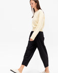 Barrell Leg Drawstring Trouser, Black