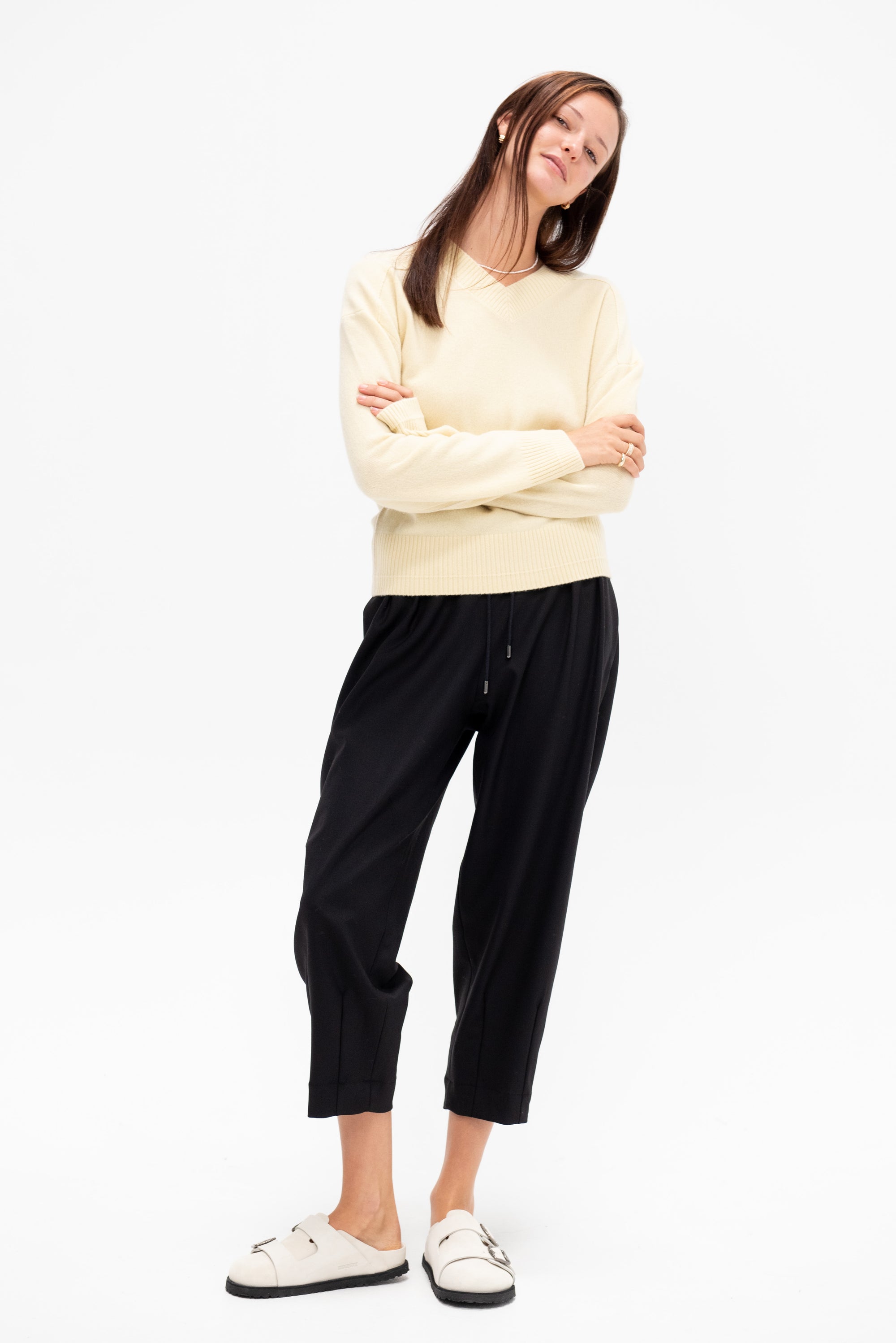 Barrell Leg Drawstring Trouser, Black