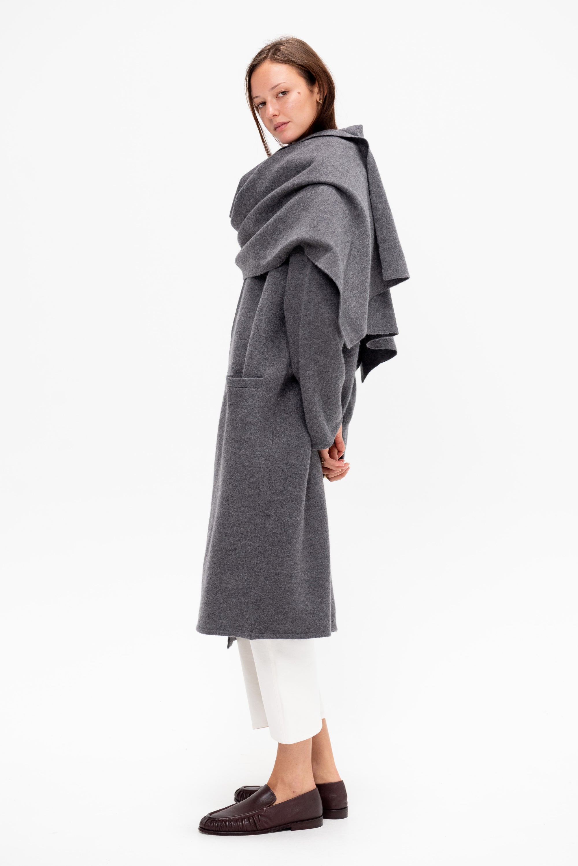 Cloak Sweater Coat, Charcoal