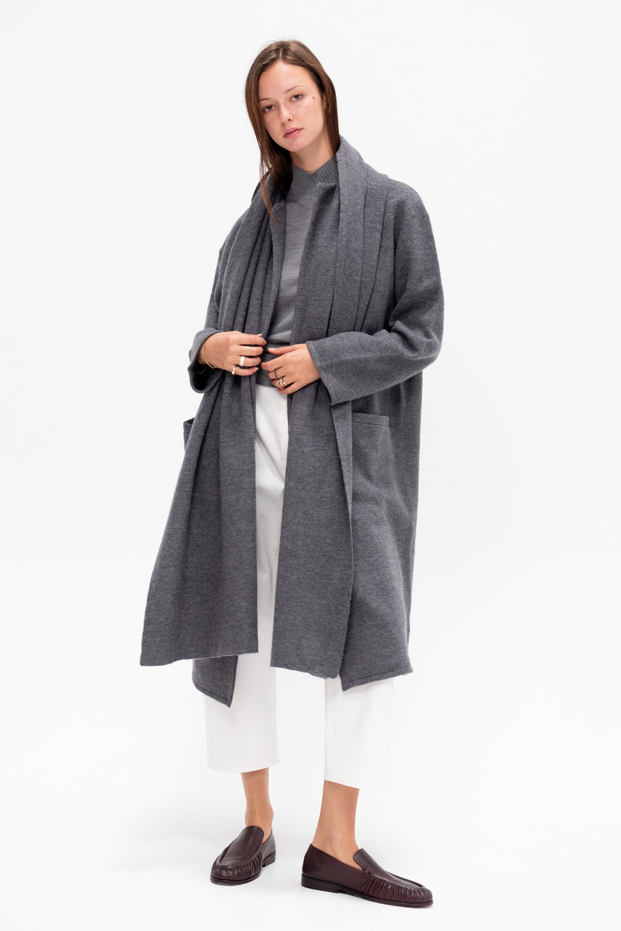 Cloak Sweater Coat, Charcoal