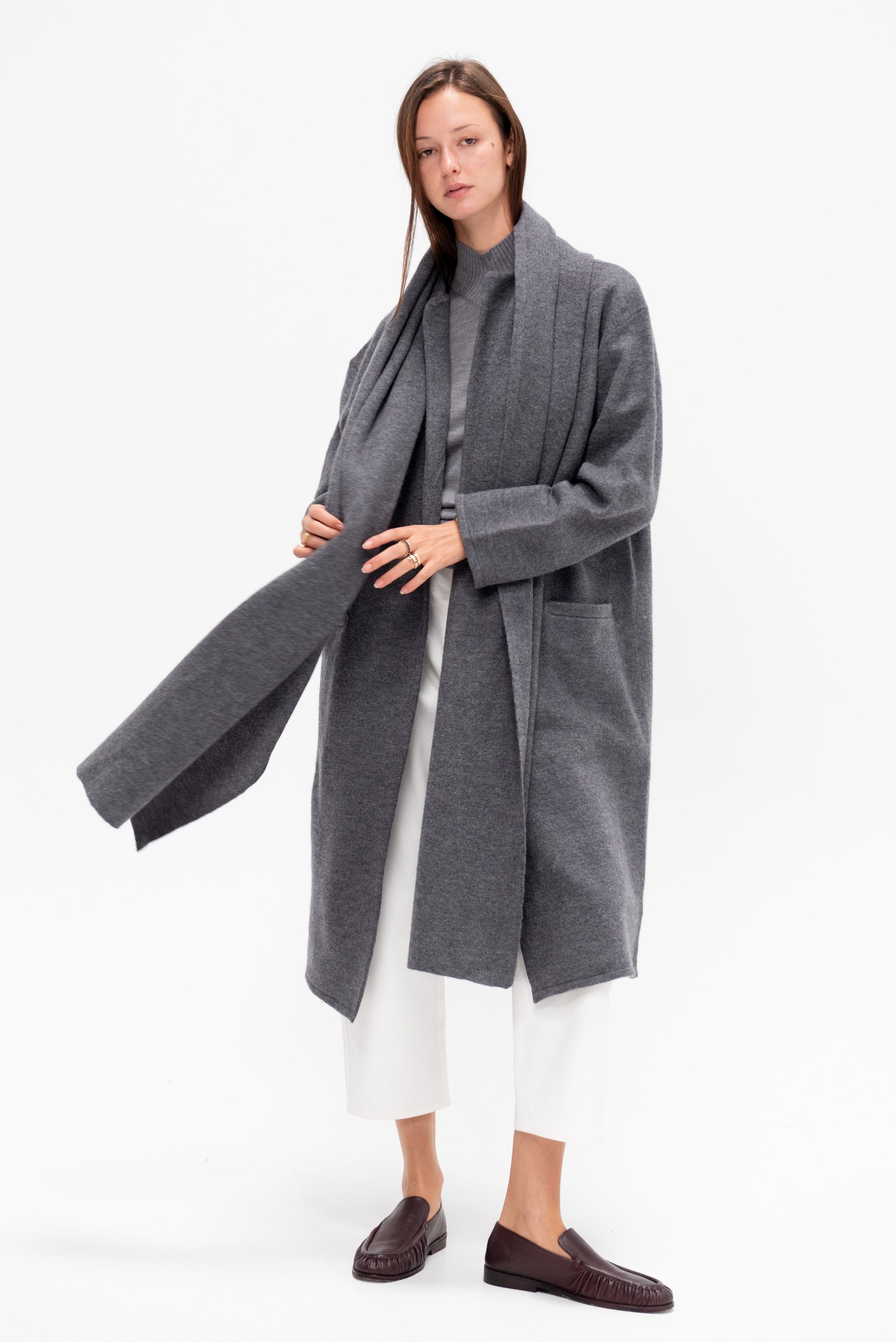 Cloak Sweater Coat, Charcoal