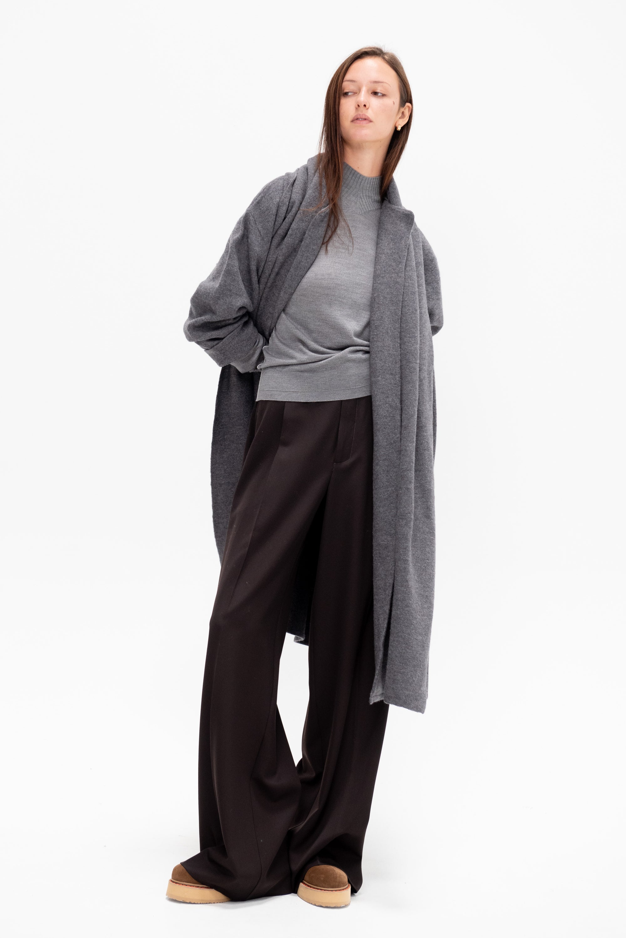 Fine Guauge Mock Neck, Heather Grey