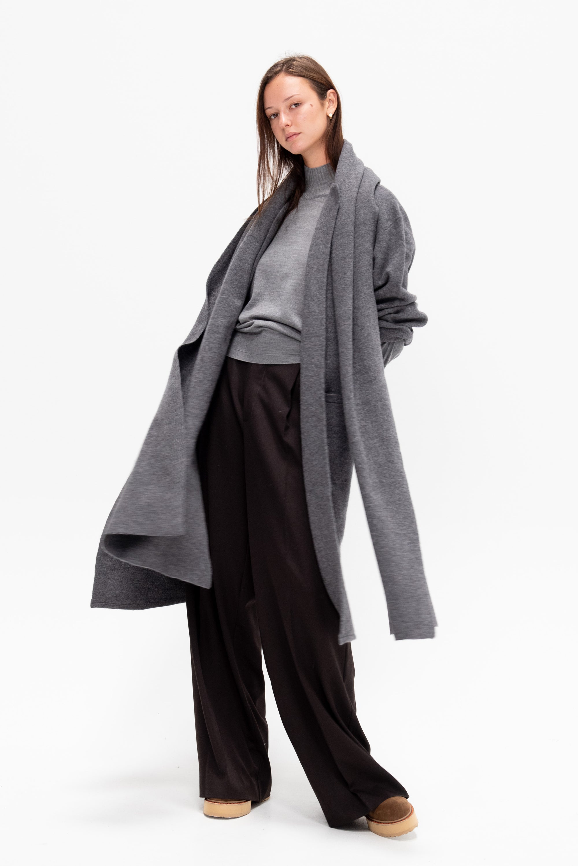 Fine Guauge Mock Neck, Heather Grey
