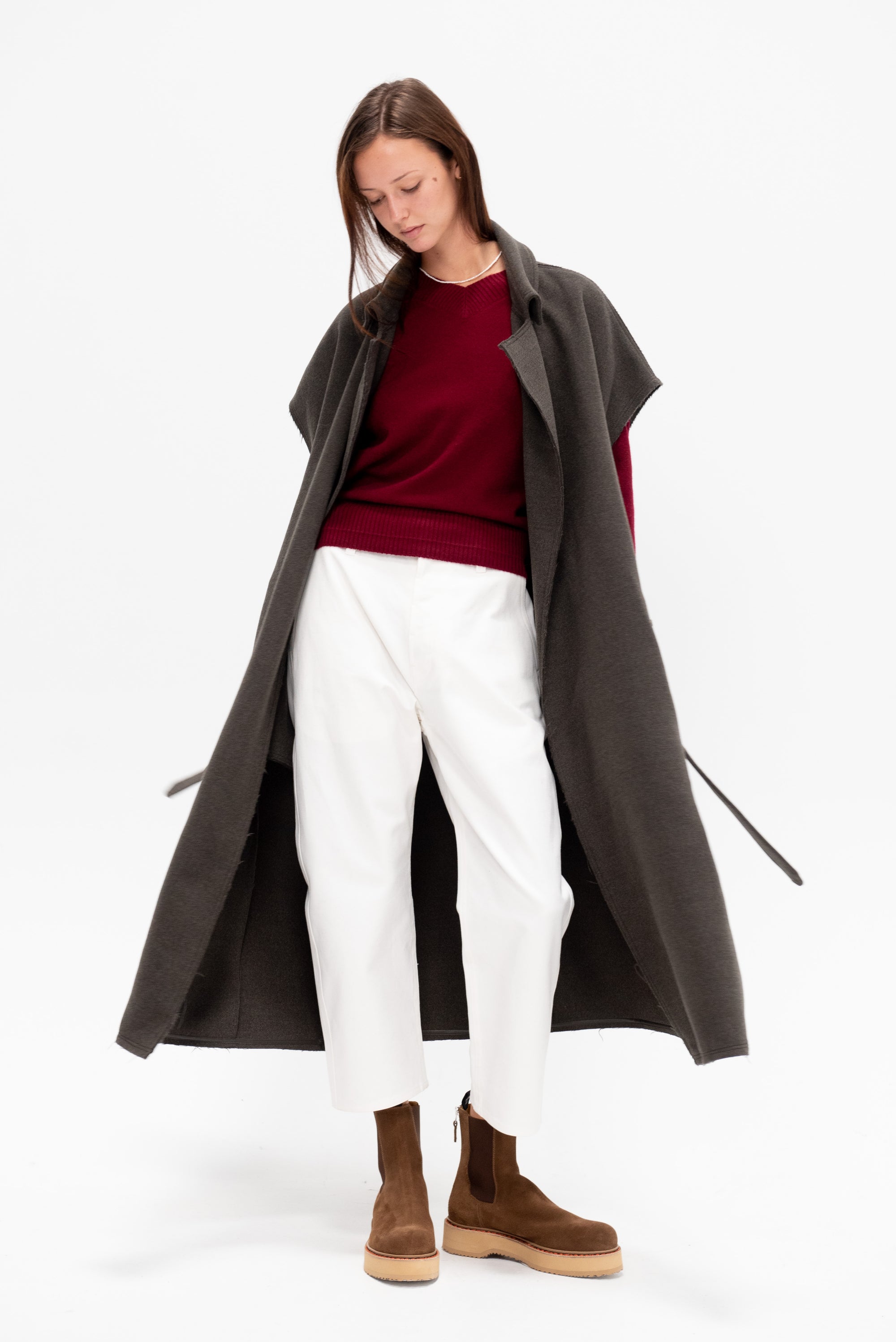 High V-Neck Sweater, Oxblood