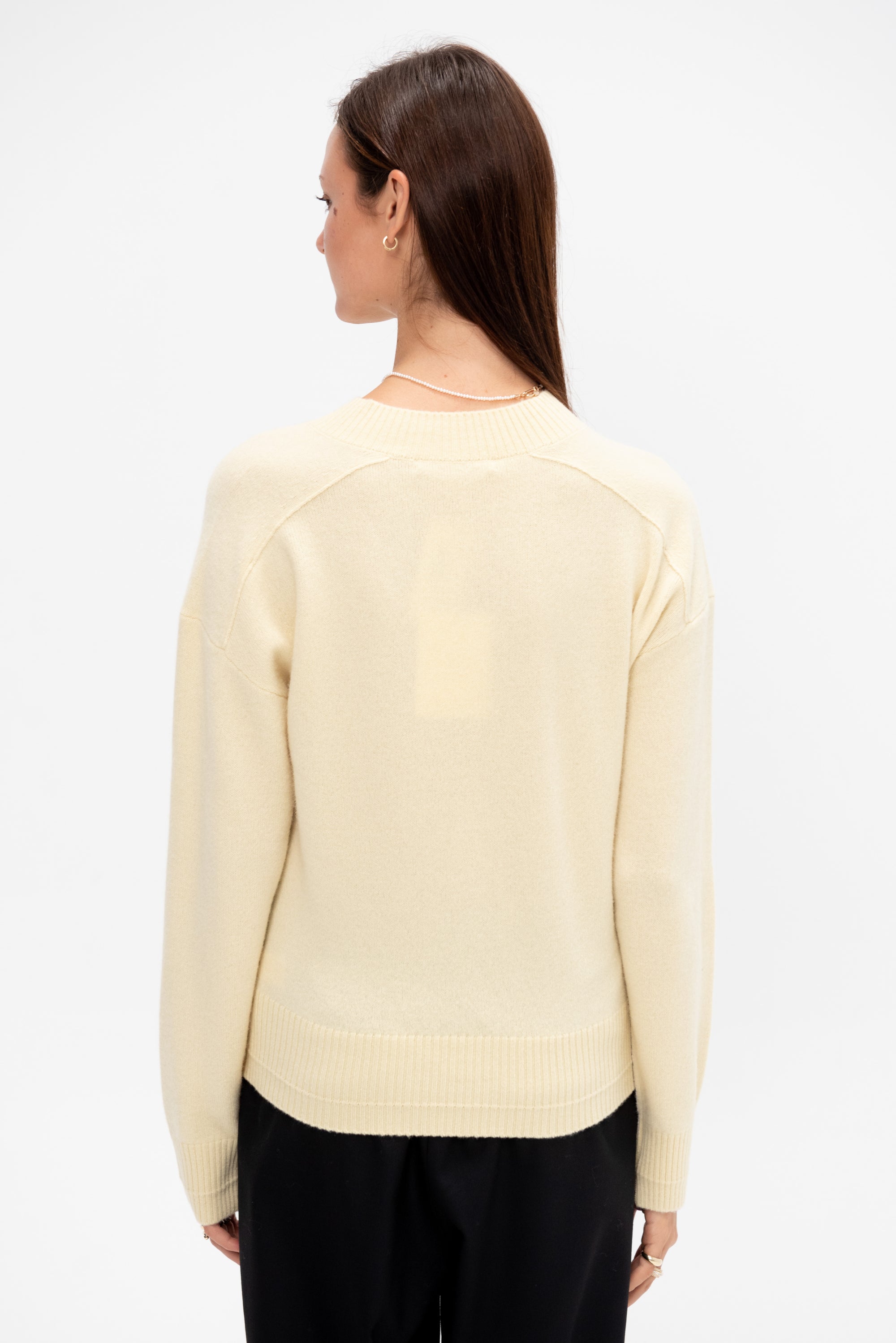 High V-Neck Sweater, Primrose