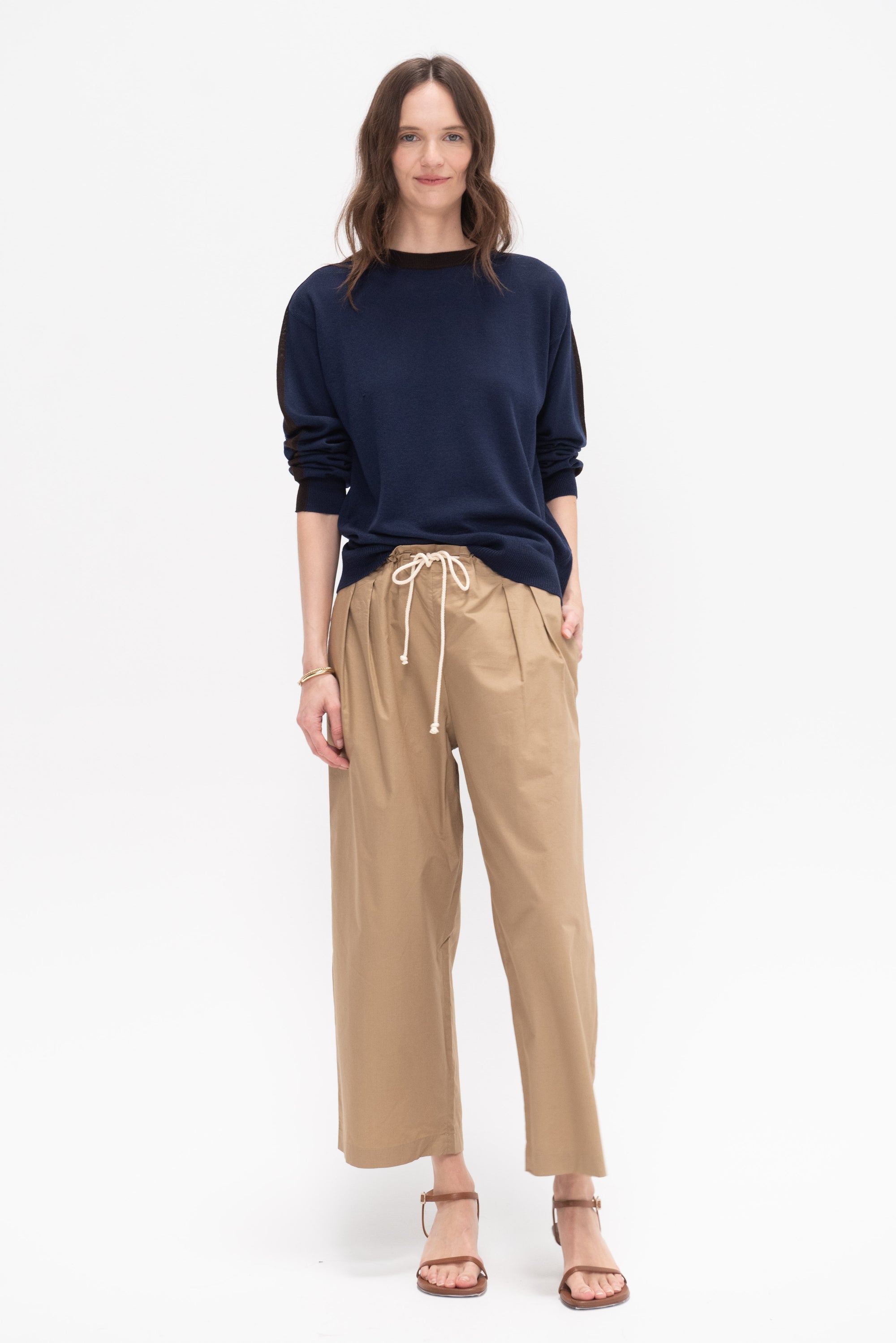 Drawstring Pleat Front Pant, Walnut