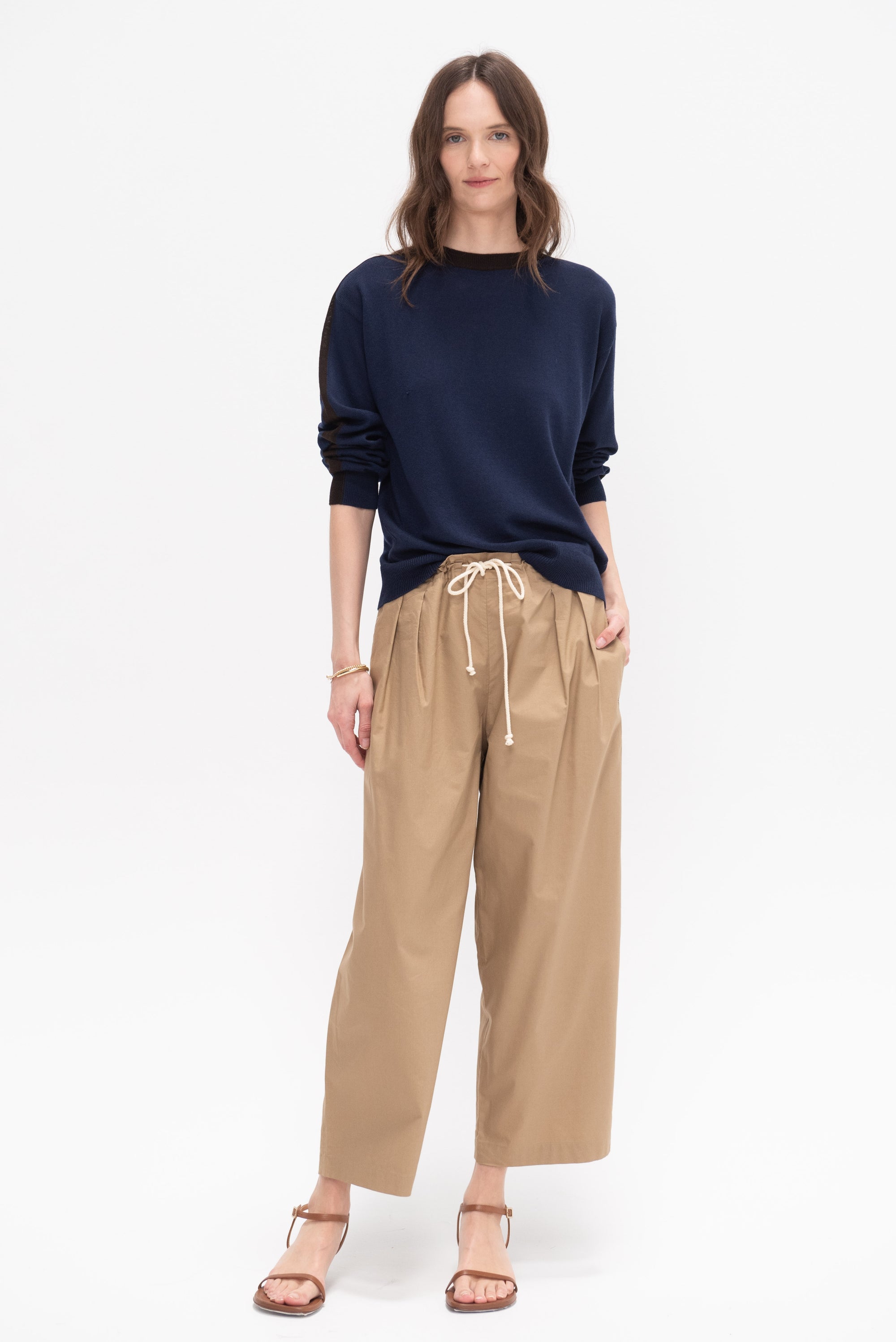 Drawstring Pleat Front Pant, Walnut