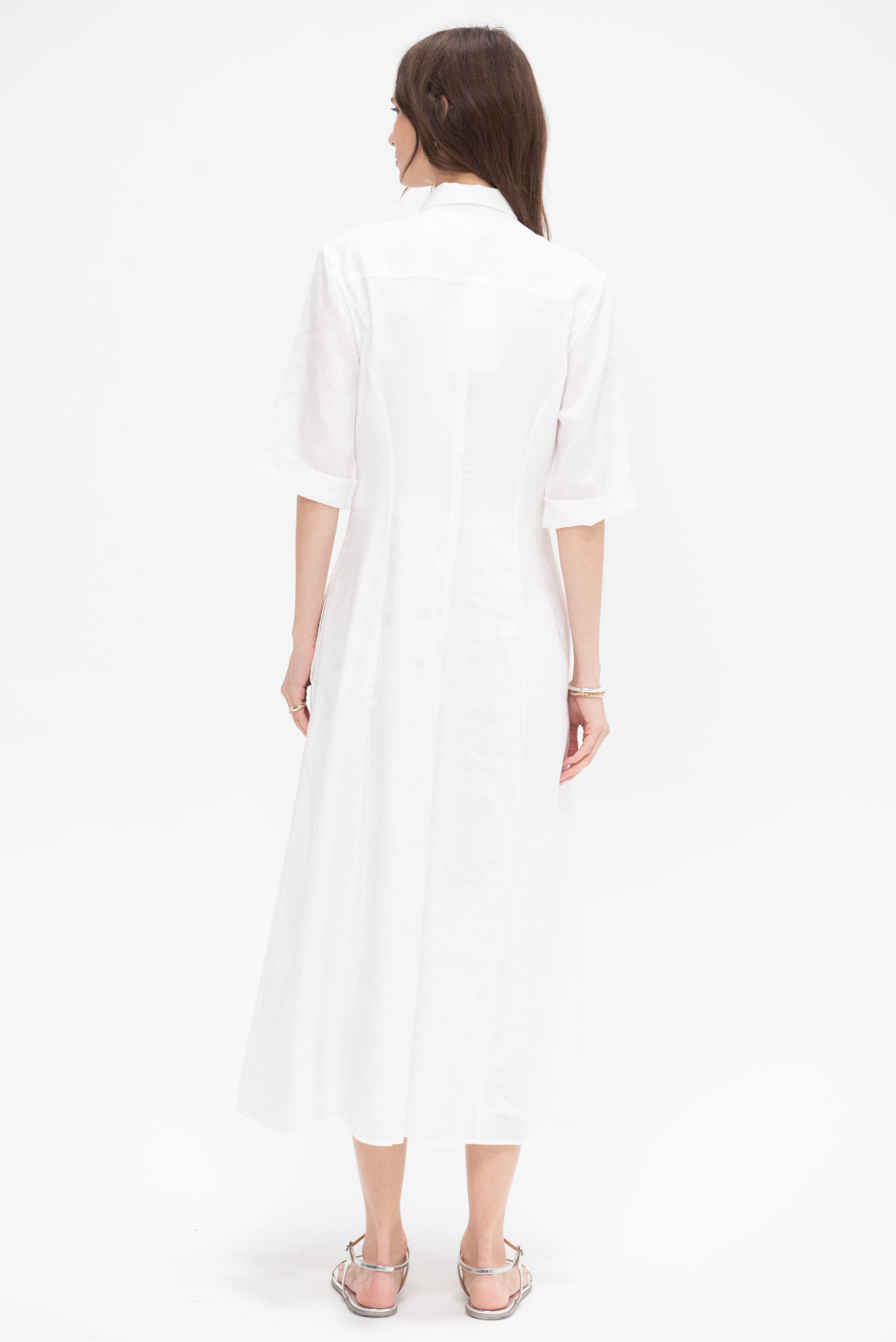 Panel Shirt Dress, White