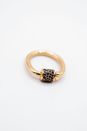 MARLA AARON - The Stoned Trundle Lock Ring, Sapphire Blue